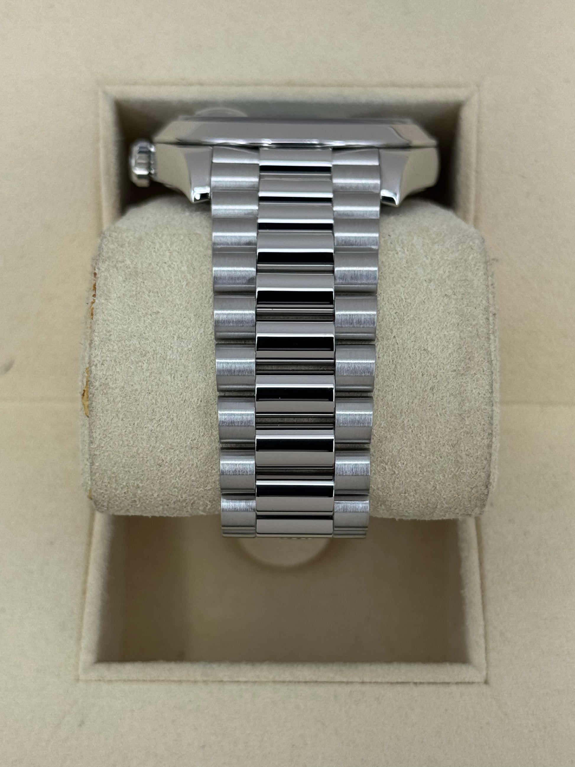 2018 Rolex Day-Date 40mm 228206 Platinum Blue Motif Dial - MyWatchLLC