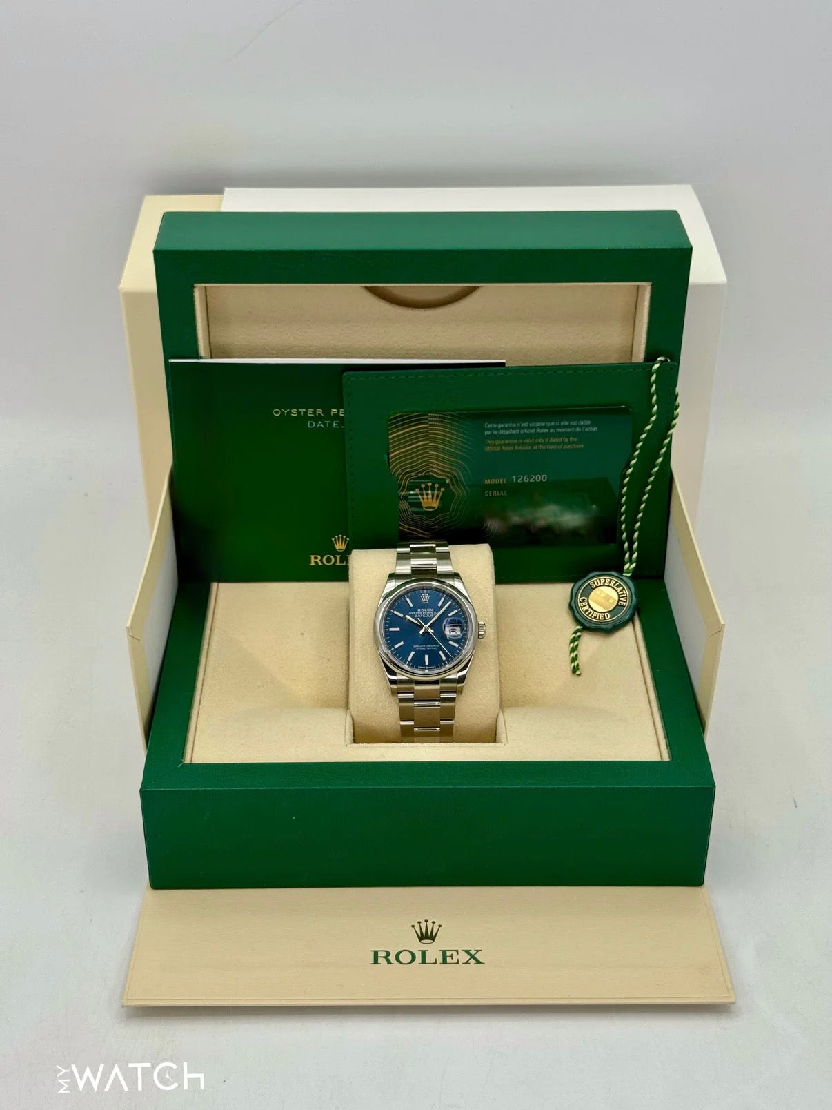 NEW 2025 Rolex Datejust 36mm 126200 Stainless Steel Oyster Blue Dial - MyWatchLLC