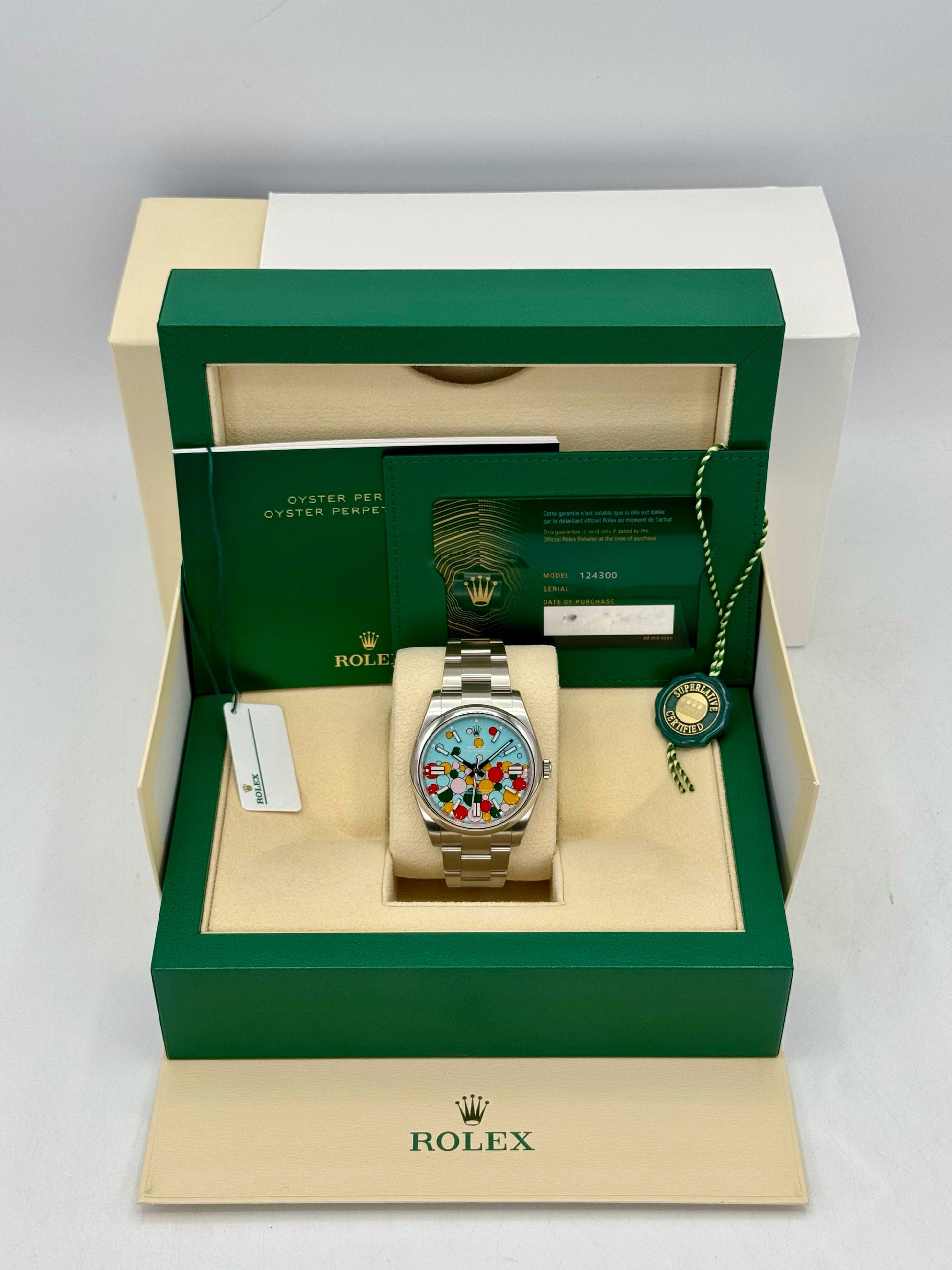 NEW 2024 Rolex Oyster Perpetual 41mm 124300 Celebration Dial - MyWatchLLC