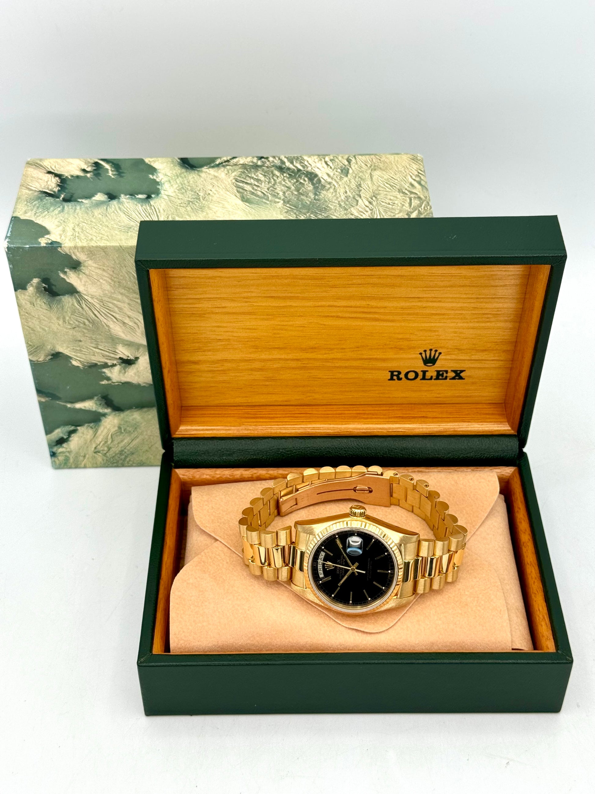 1981 Rolex Day-Date 36mm 18038 Presidential Black Dial - MyWatchLLC