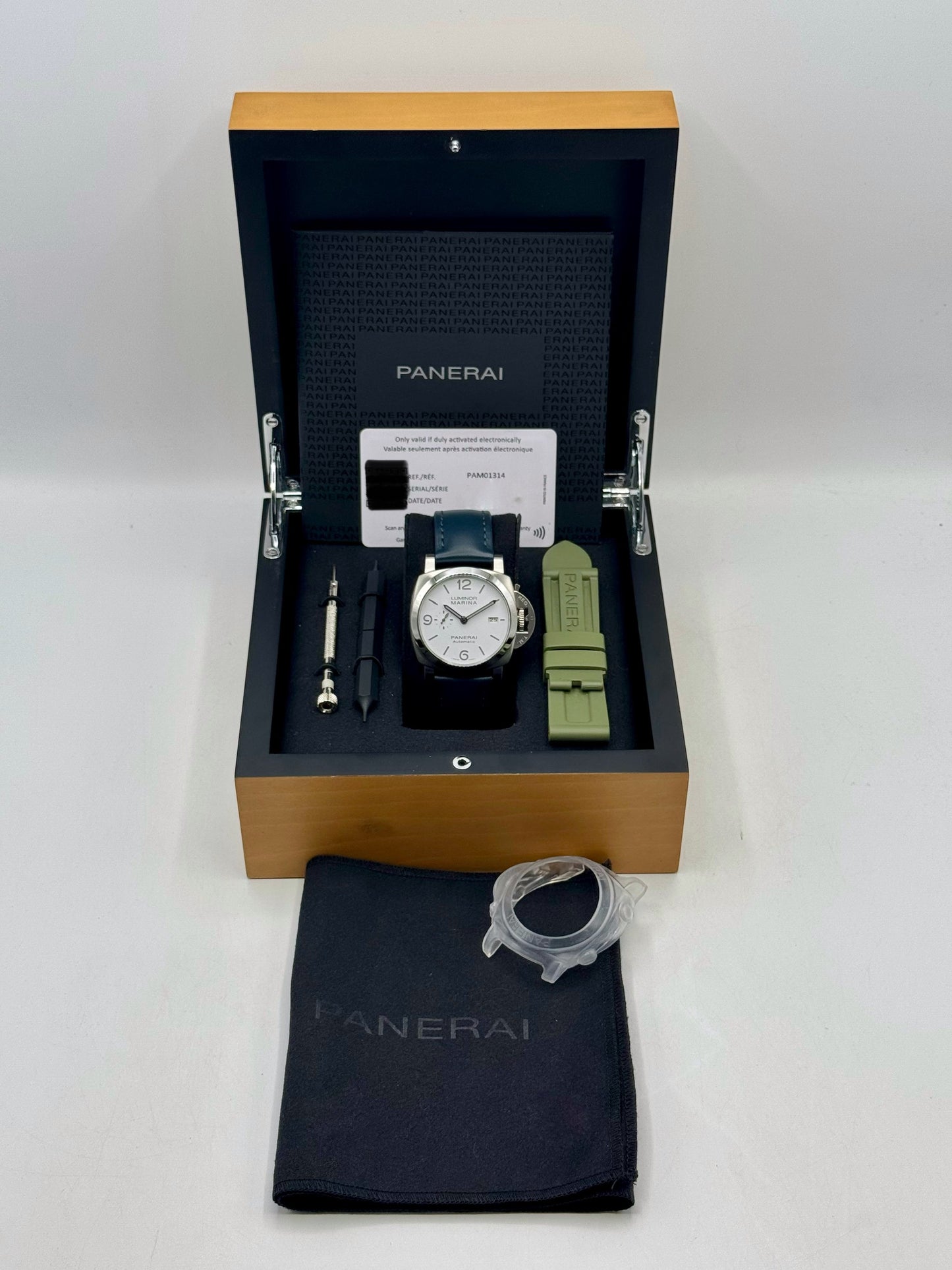 2021 Panerai Luminor Marina 44mm PAM01314 Stainless Steel White Dial - MyWatchLLC