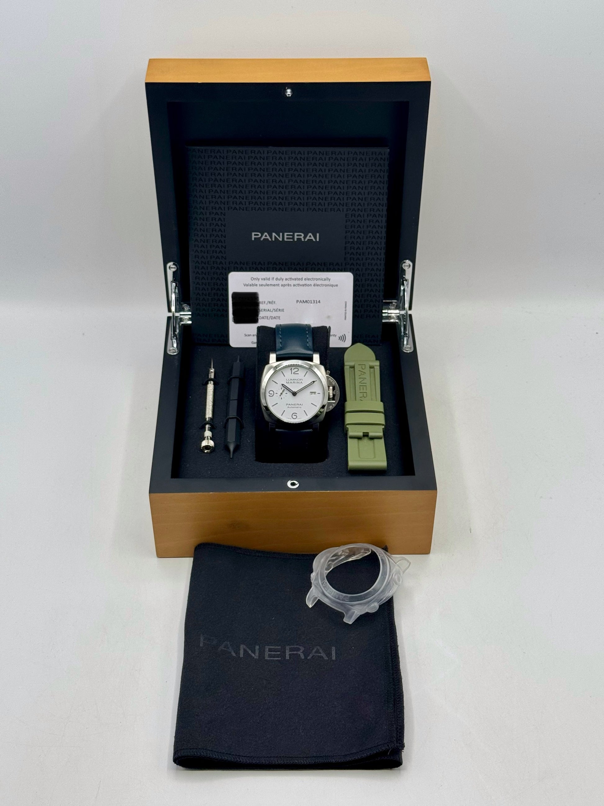 2021 Panerai Luminor Marina 44mm PAM01314 Stainless Steel White Dial - MyWatchLLC