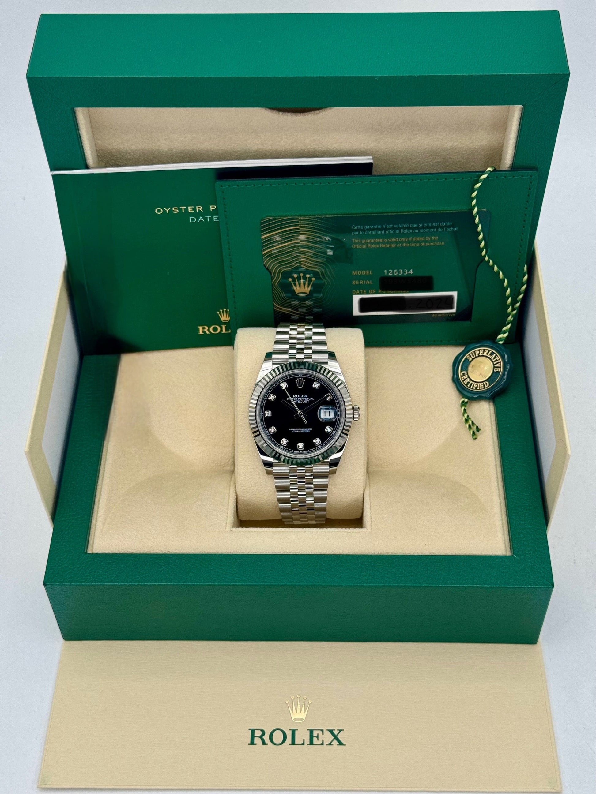 NEW 2025 Rolex Datejust 41mm 126334 Jubilee Black Diamond Dial - MyWatchLLC