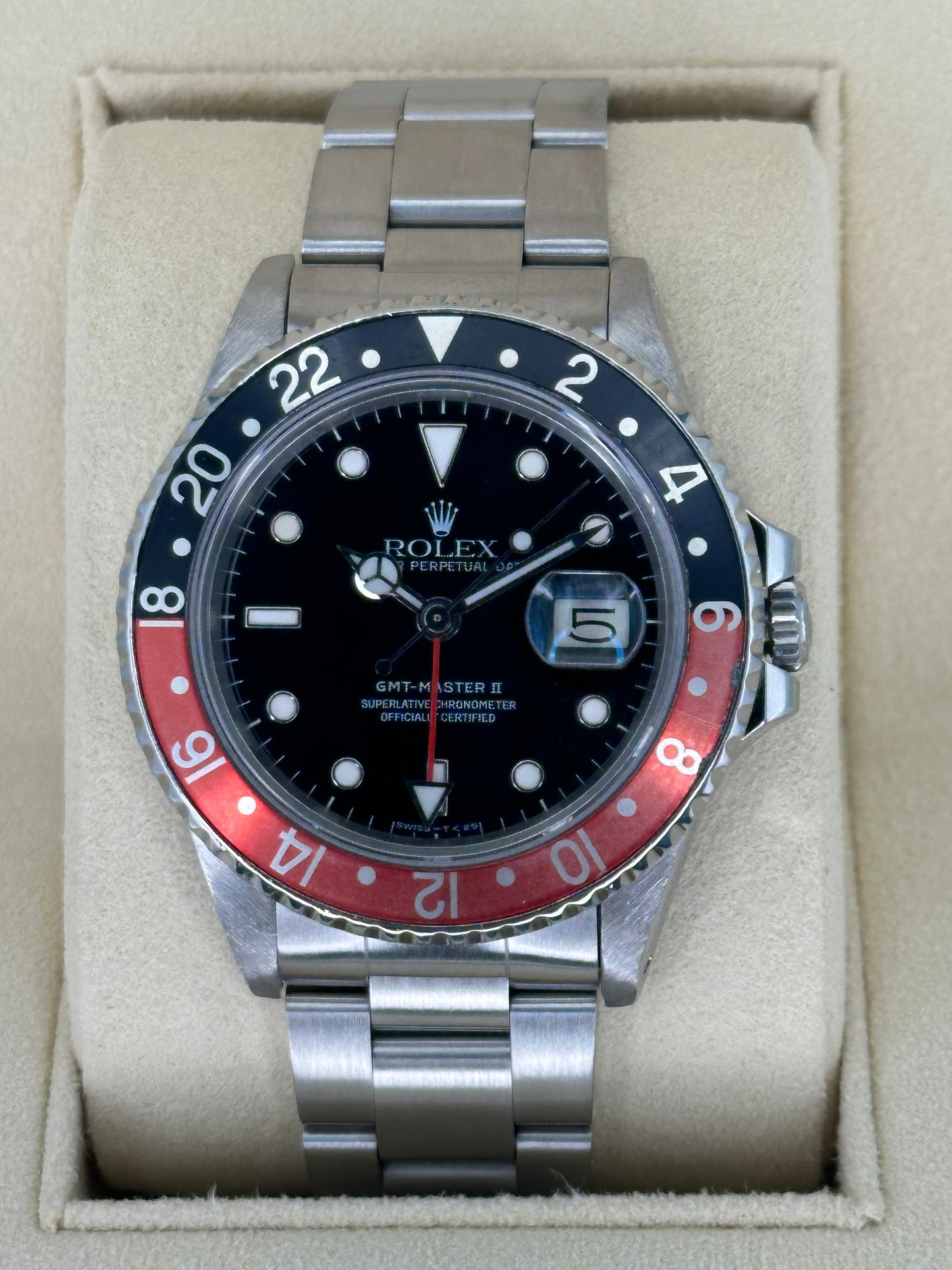 1987 Rolex GMT Master II "Coke" Fat Lady  16760 Black Dial w/RSC Card - MyWatchLLC
