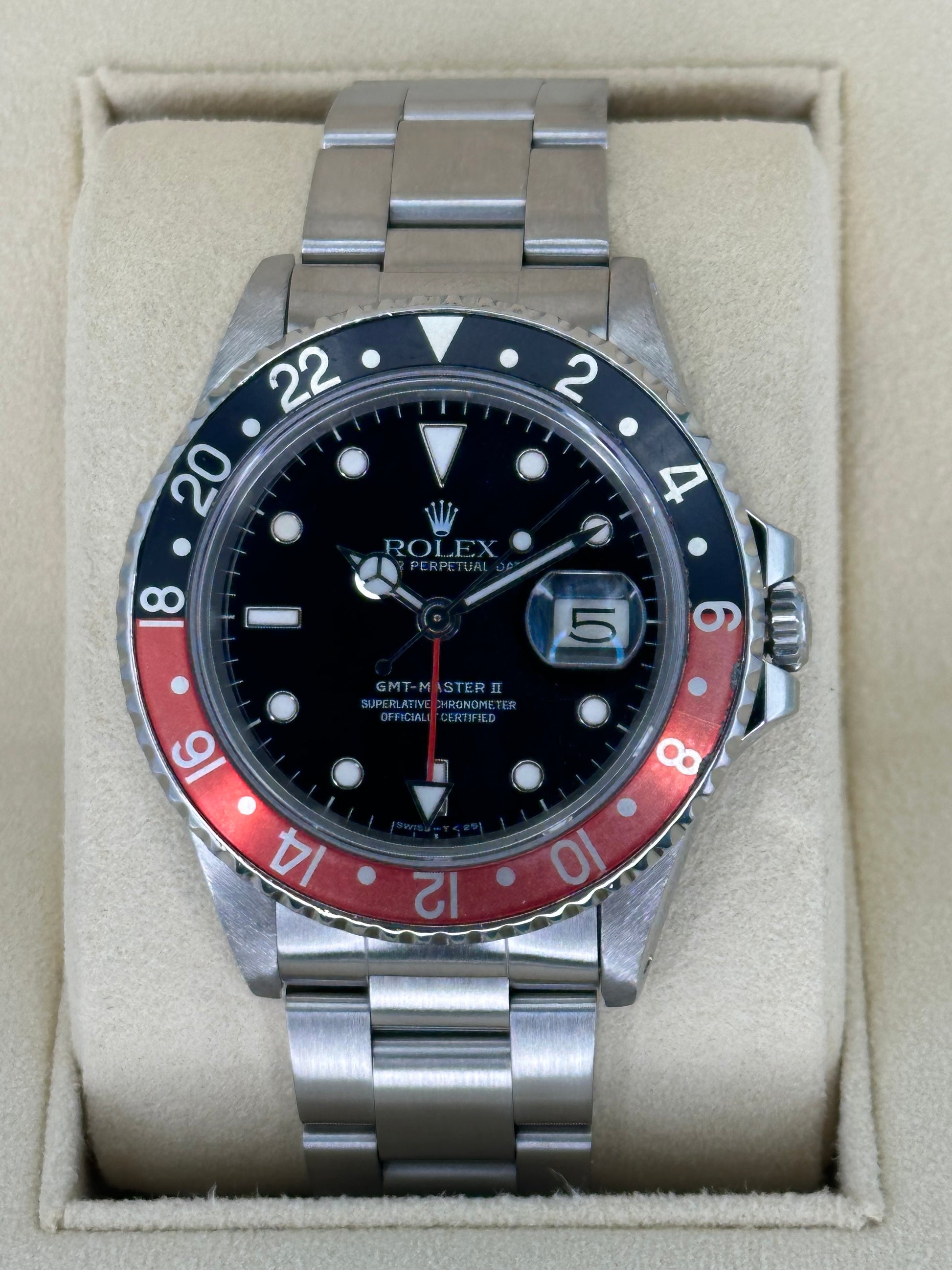 1987 Rolex GMT Master II "Coke" Fat Lady  16760 Black Dial w/RSC Card - MyWatchLLC