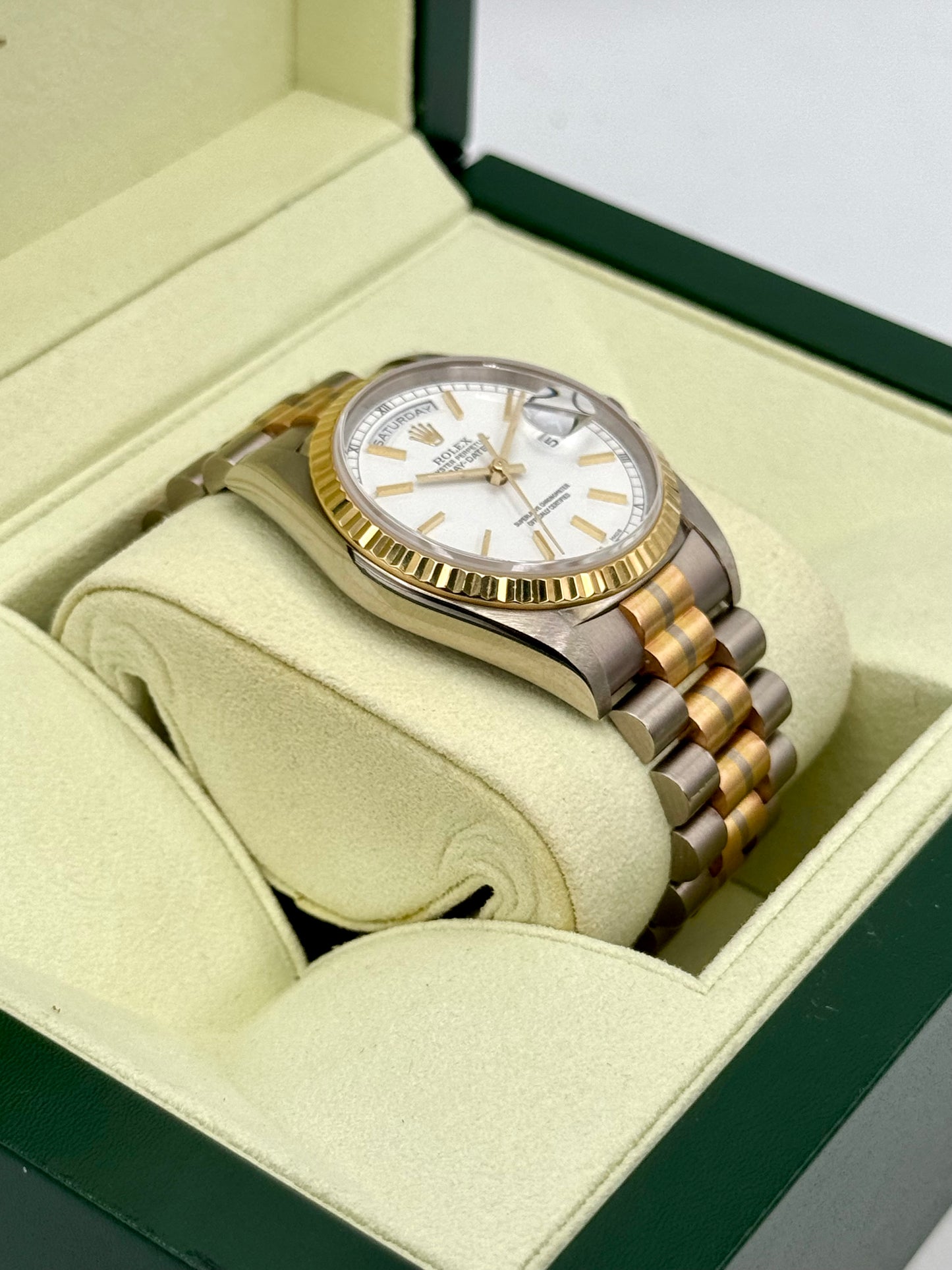 1995 Rolex Day-Date Tridor 36mm 18239BIC Jubilee White Dial