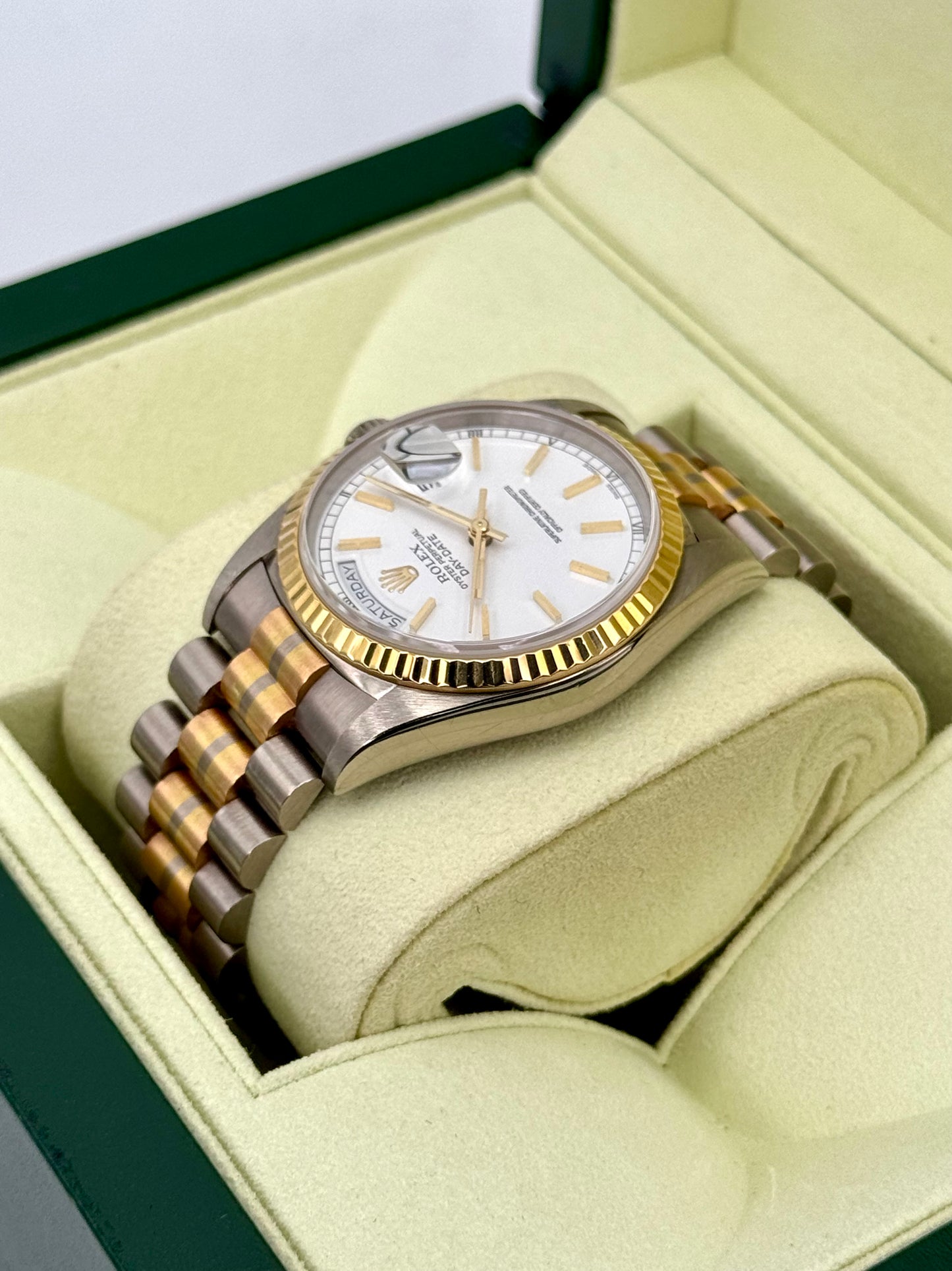1995 Rolex Day-Date Tridor 36mm 18239BIC Jubilee White Dial