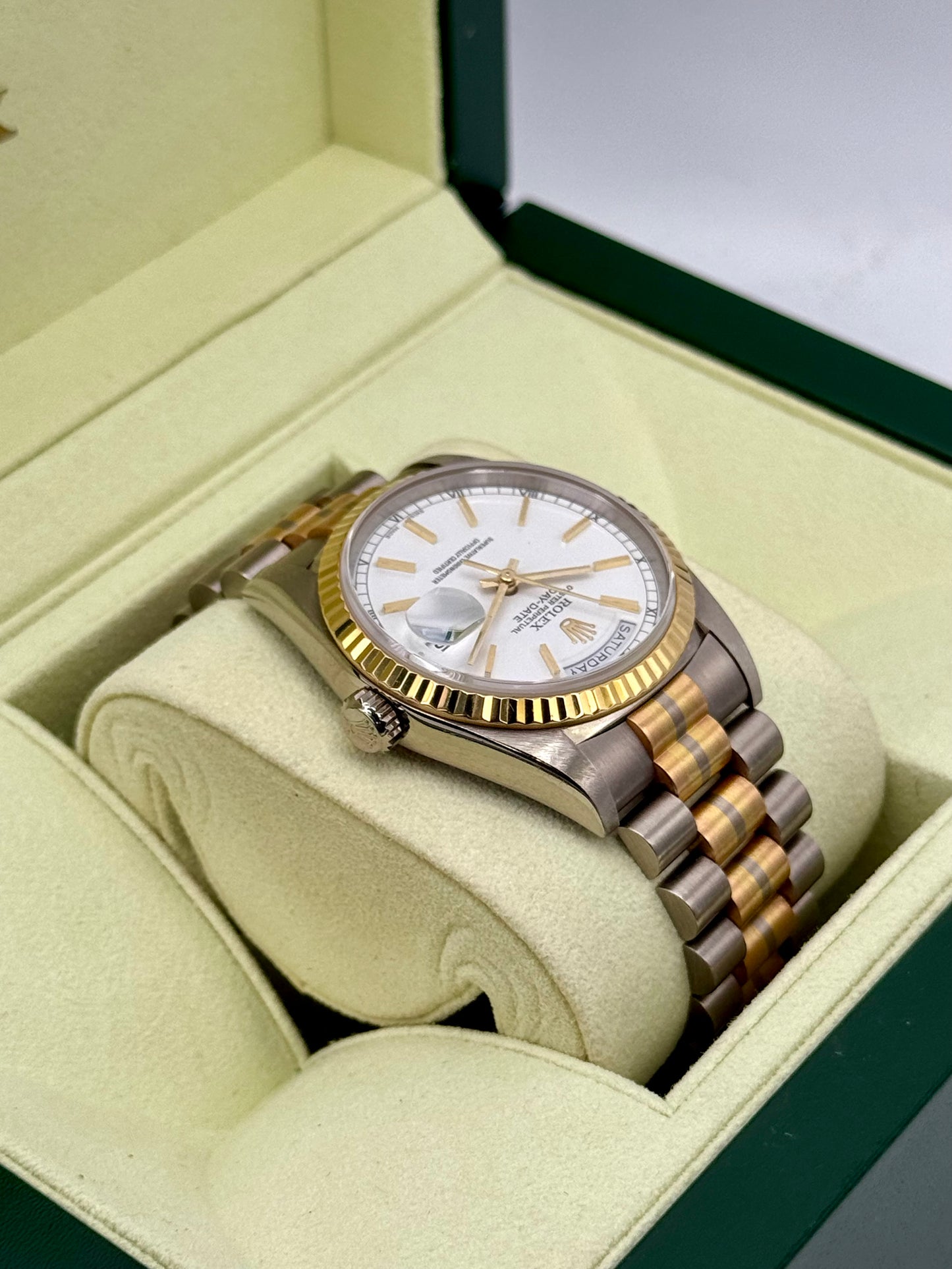 1995 Rolex Day-Date Tridor 36mm 18239BIC Jubilee White Dial