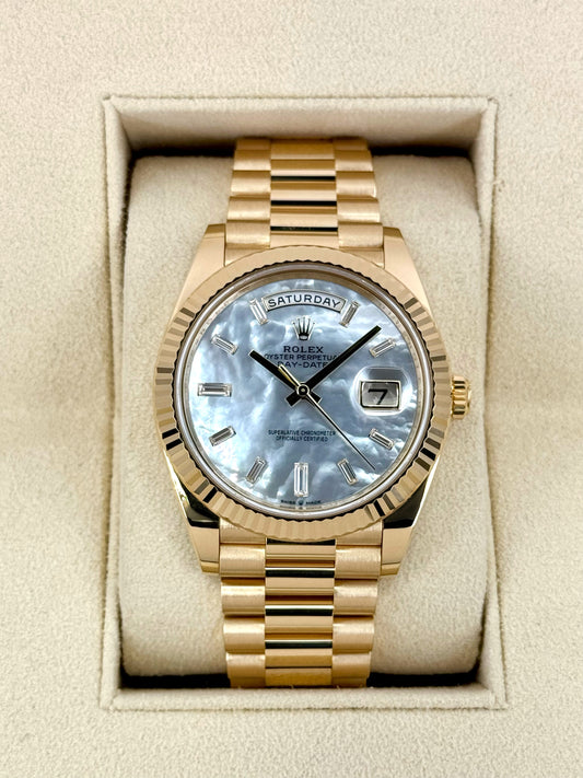 NEW 2025 Rolex Day-Date 40mm 228238 Mother Of Pearl Diamond Dial - MyWatchLLC