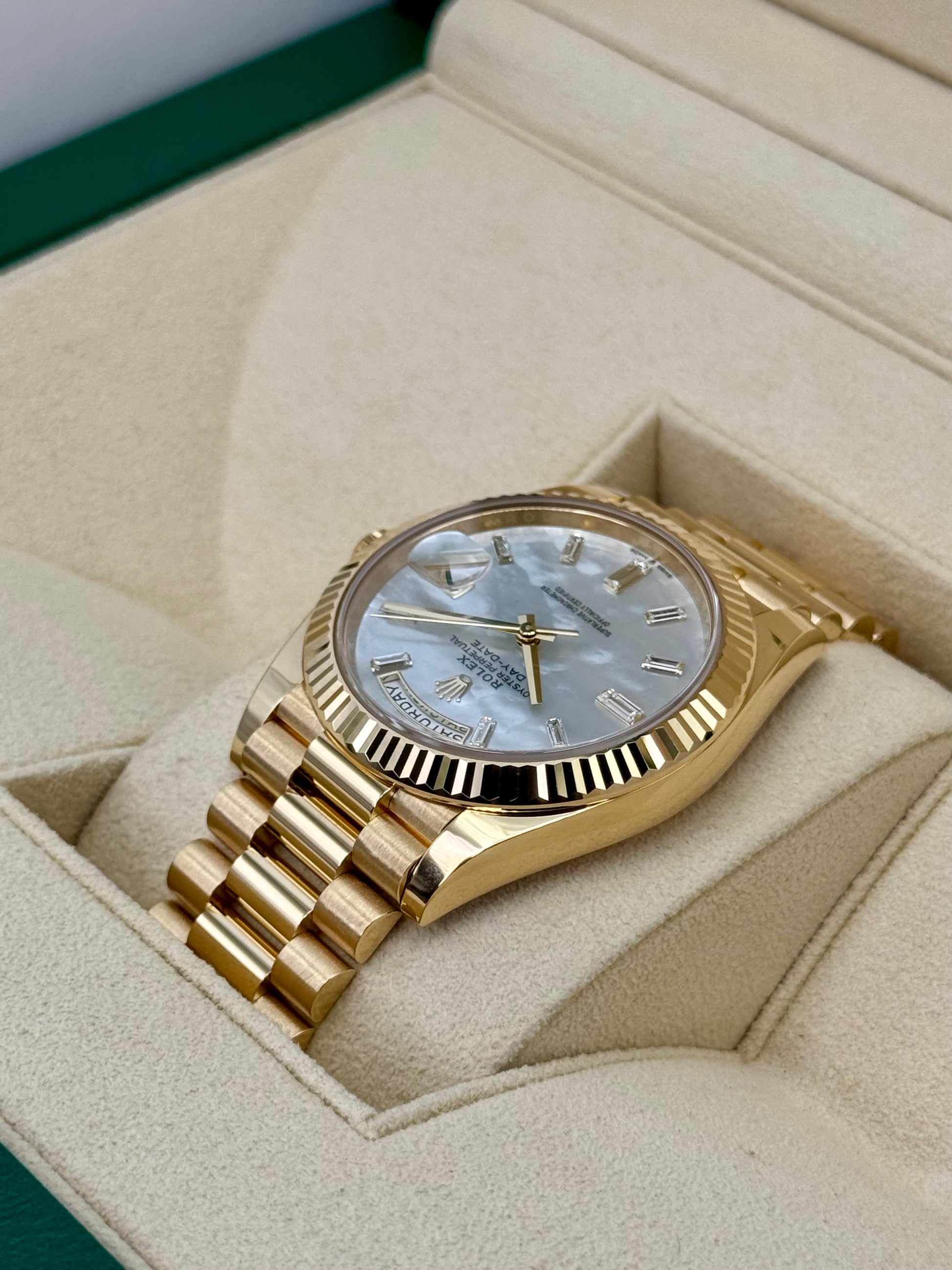 NEW 2025 Rolex Day-Date 40mm 228238 Mother Of Pearl Diamond Dial - MyWatchLLC