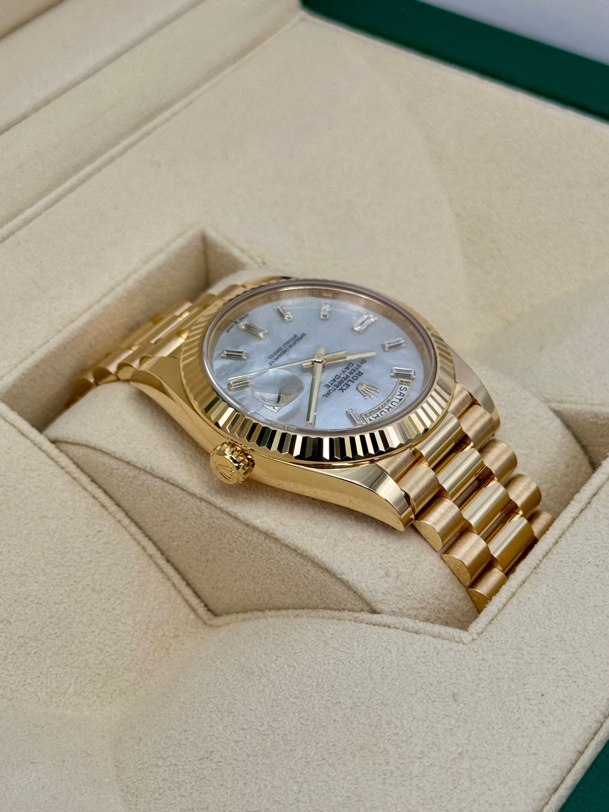 NEW 2025 Rolex Day-Date 40mm 228238 Mother Of Pearl Diamond Dial - MyWatchLLC