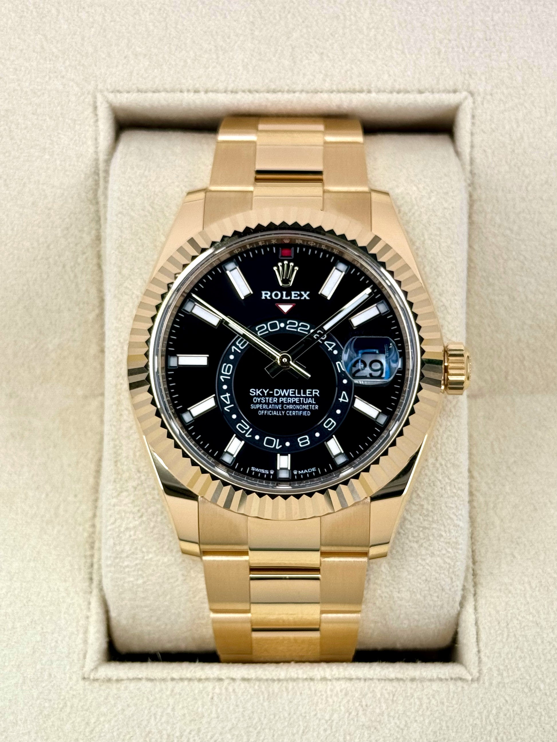 NEW 2025 Rolex Sky-Dweller 42mm 336938 Yellow Gold Oyster Black Dial - MyWatchLLC