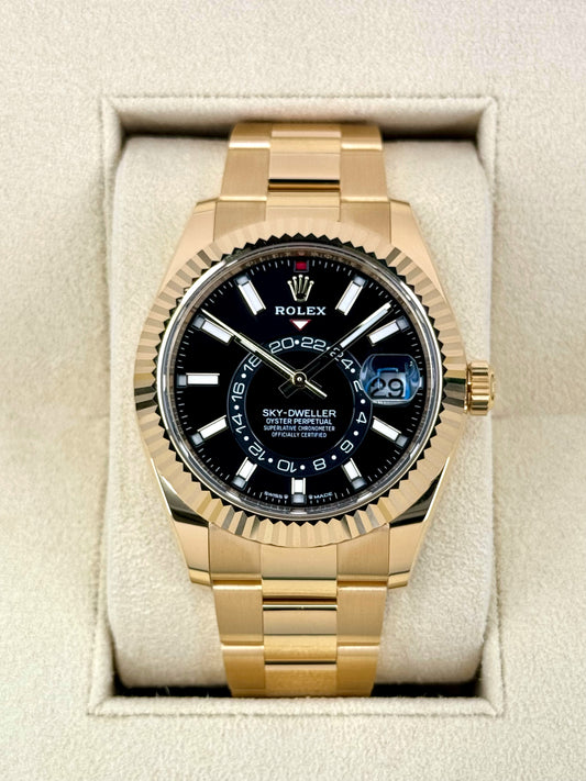 NEW 2025 Rolex Sky-Dweller 42mm 336938 Yellow Gold Oyster Black Dial - MyWatchLLC