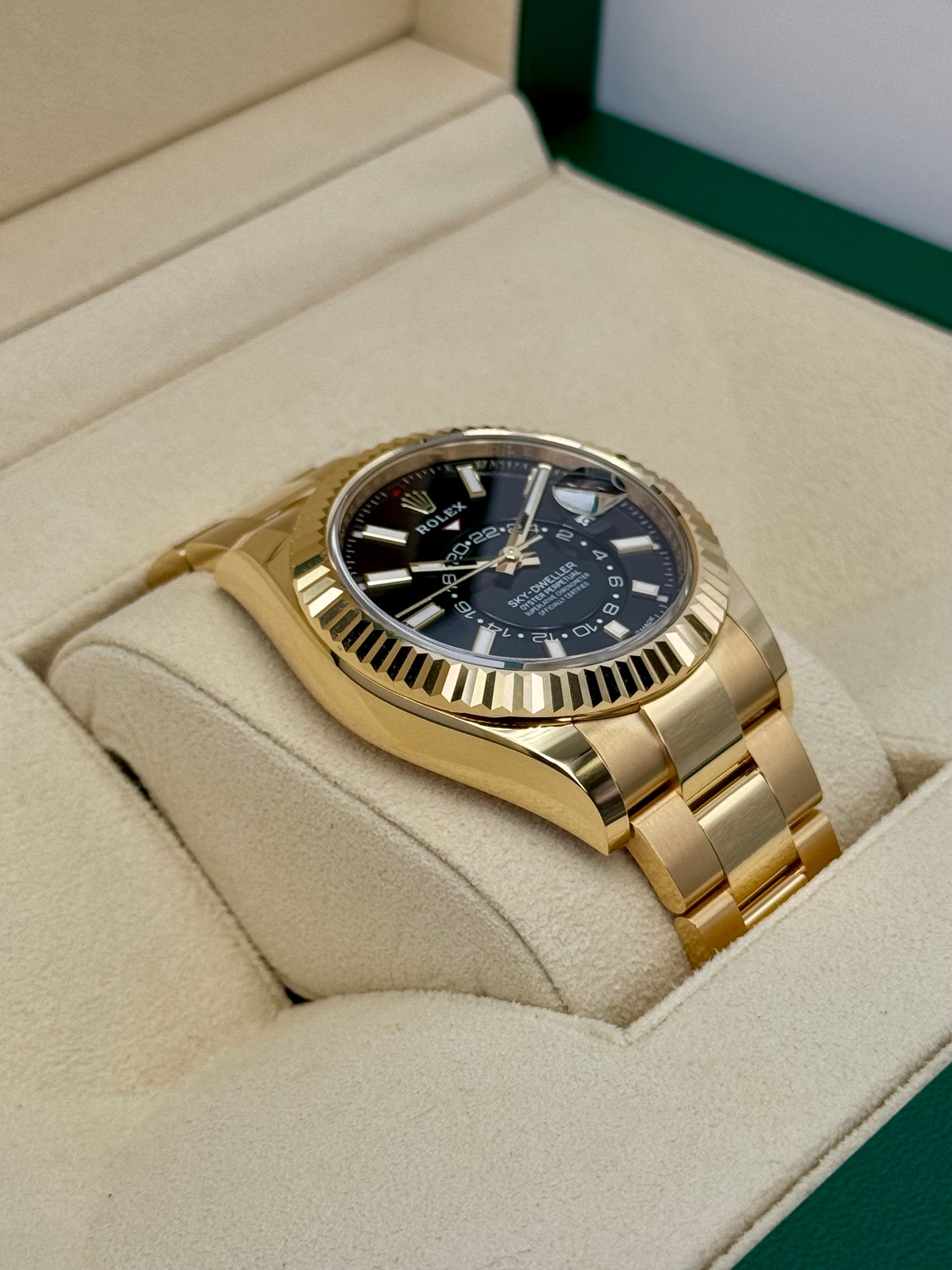 NEW 2025 Rolex Sky-Dweller 42mm 336938 Yellow Gold Oyster Black Dial - MyWatchLLC