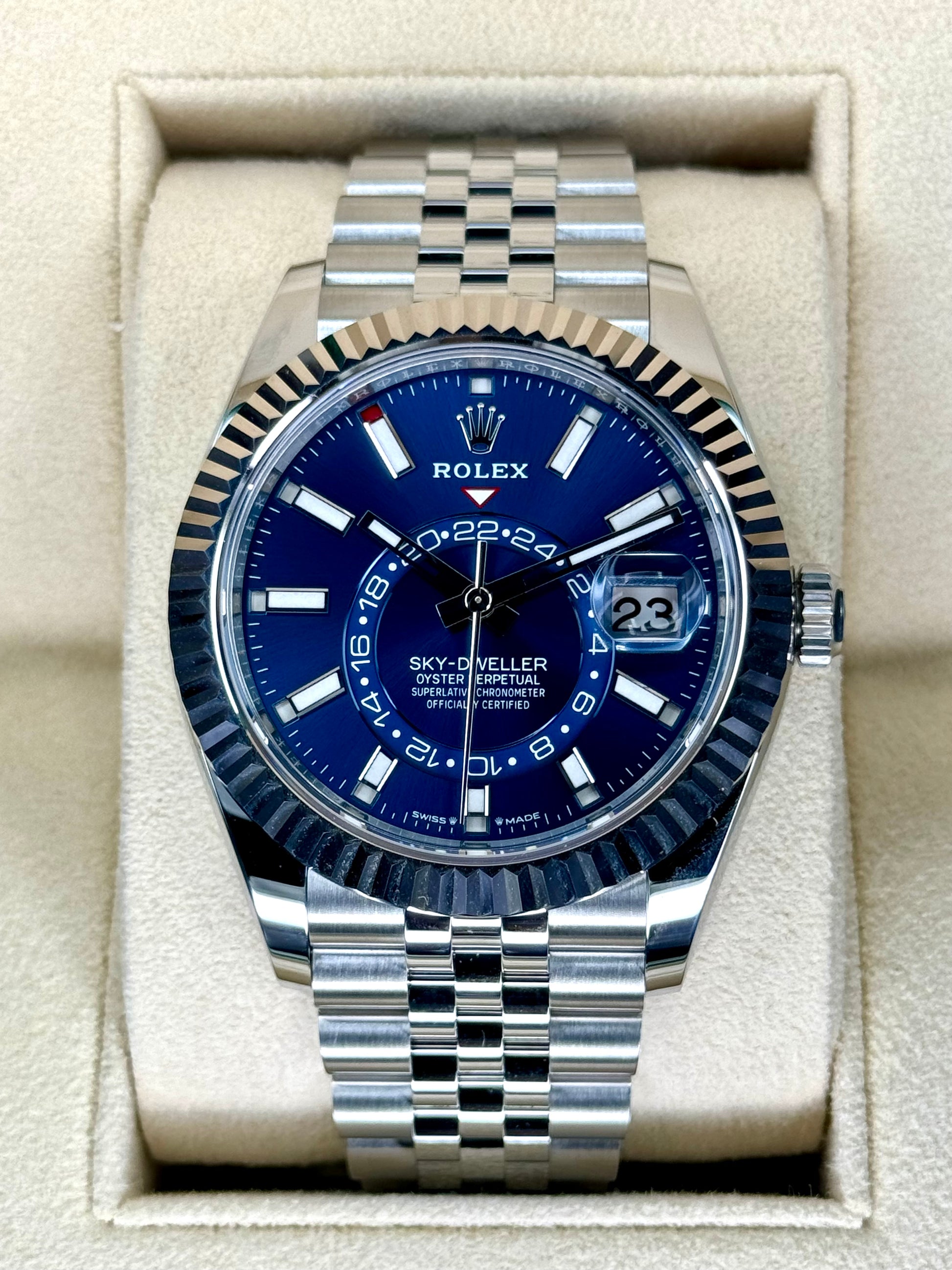 NEW 2023 Rolex Sky-Dweller 42mm Stainless Steel Jubilee Blue Dial - MyWatchLLC