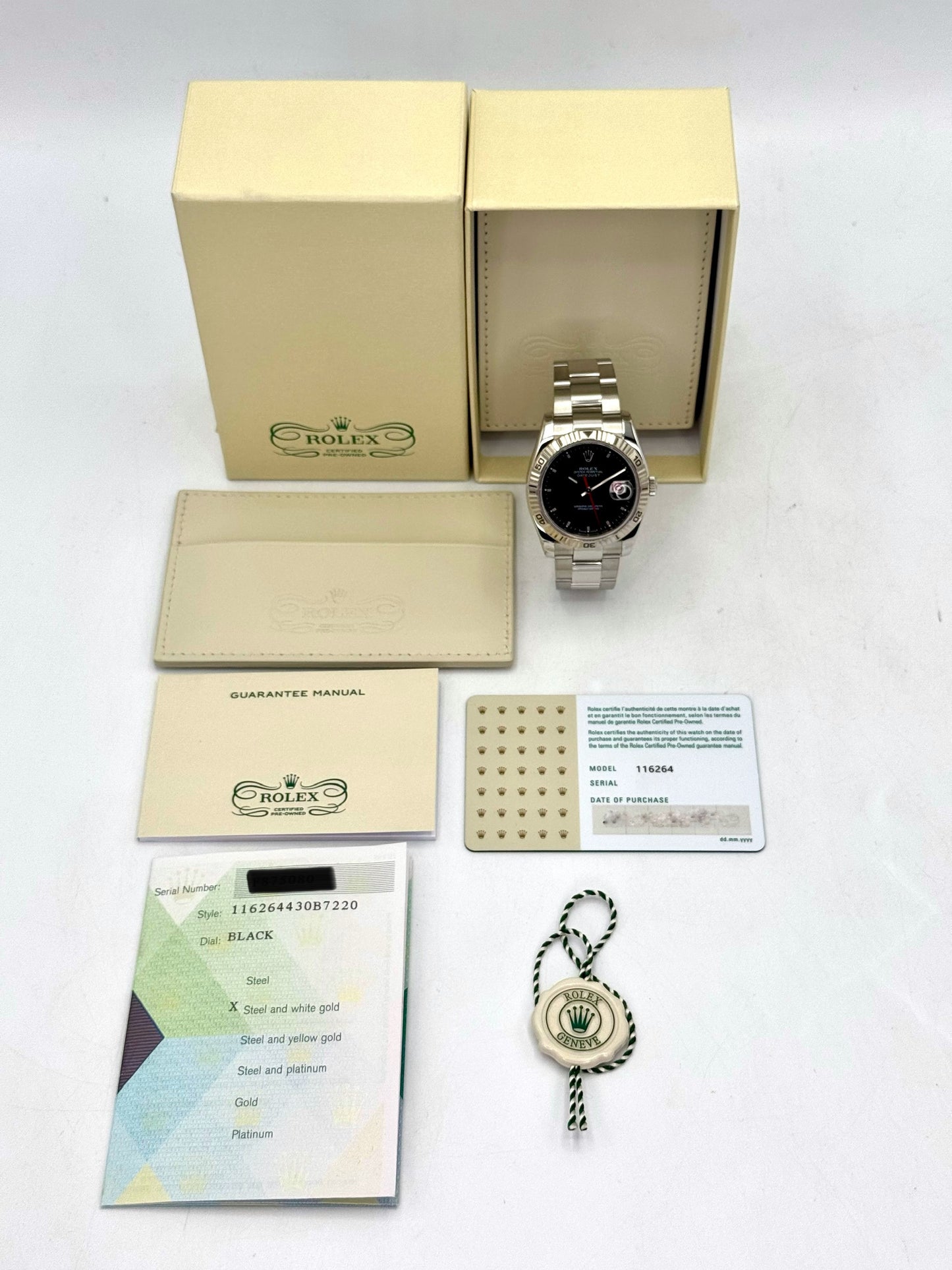 2005 Rolex Datejust Turn-O-Graph 36mm 116264 Oyster Black Dial Dial