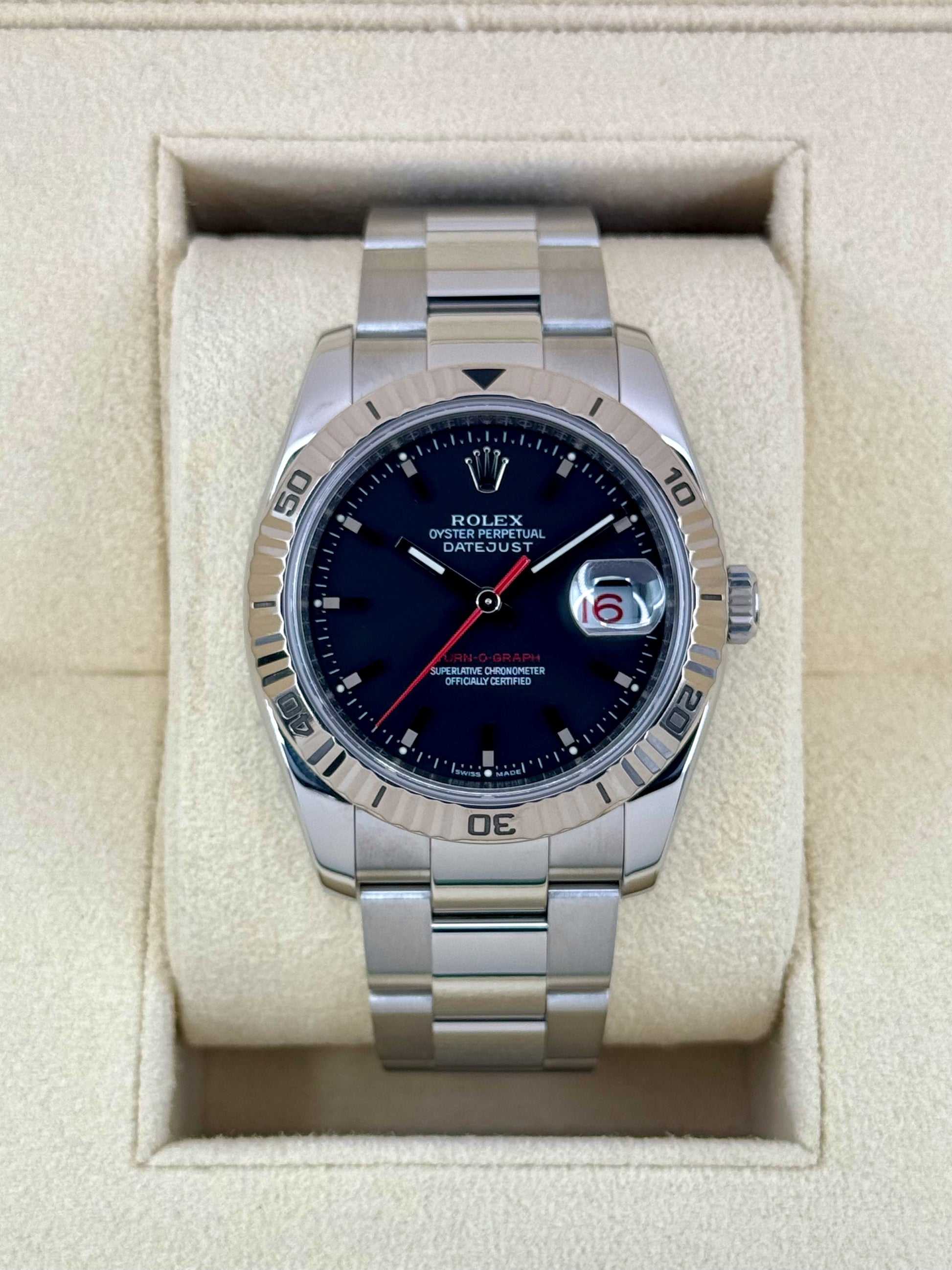 2005 Rolex Datejust Turn-O-Graph 36mm 116264 Oyster Black Dial Dial - MyWatchLLC