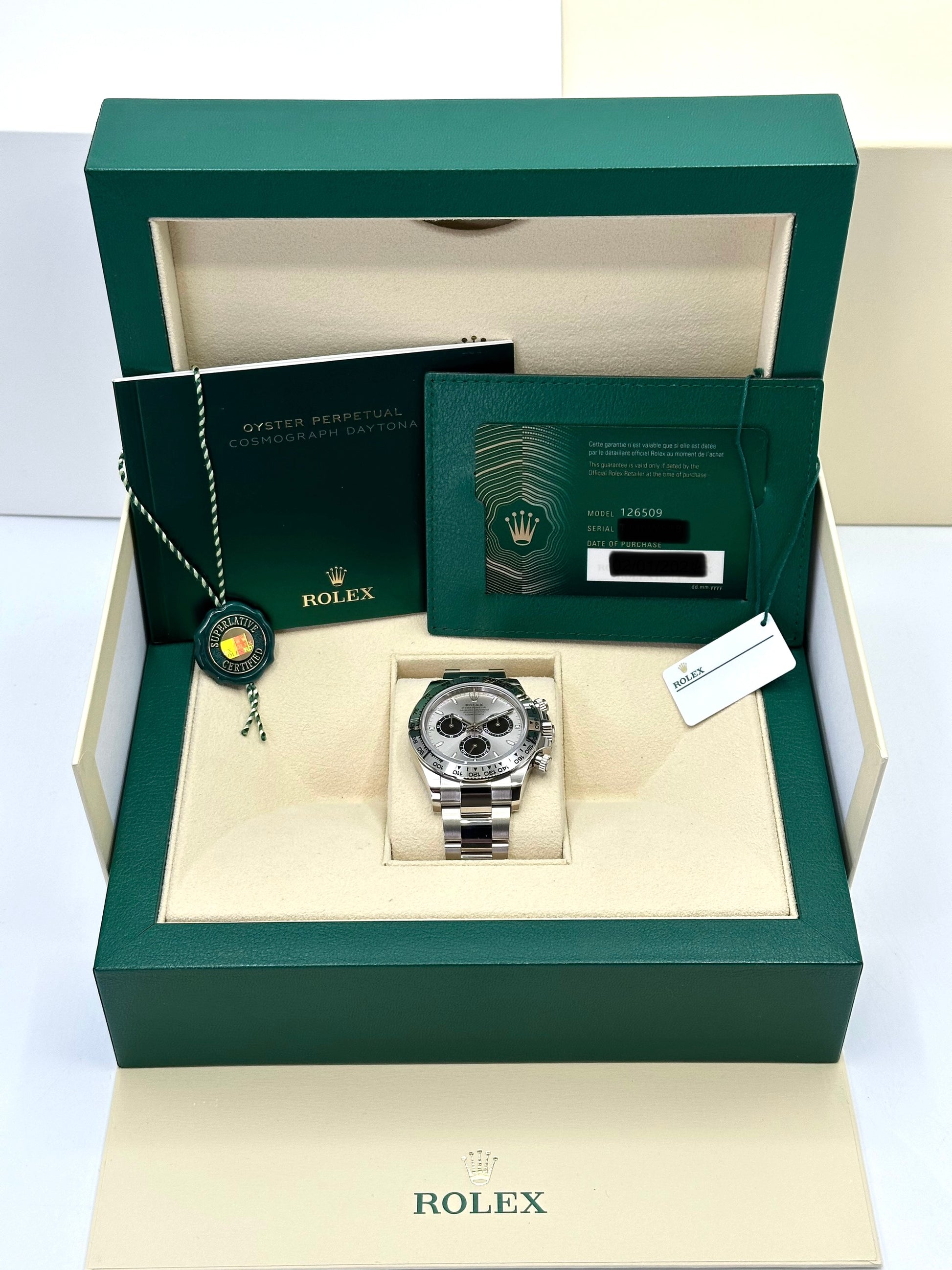 NEW 2024 Rolex Daytona 40mm 126509 White Gold Silver Ghost Dial - MyWatchLLC