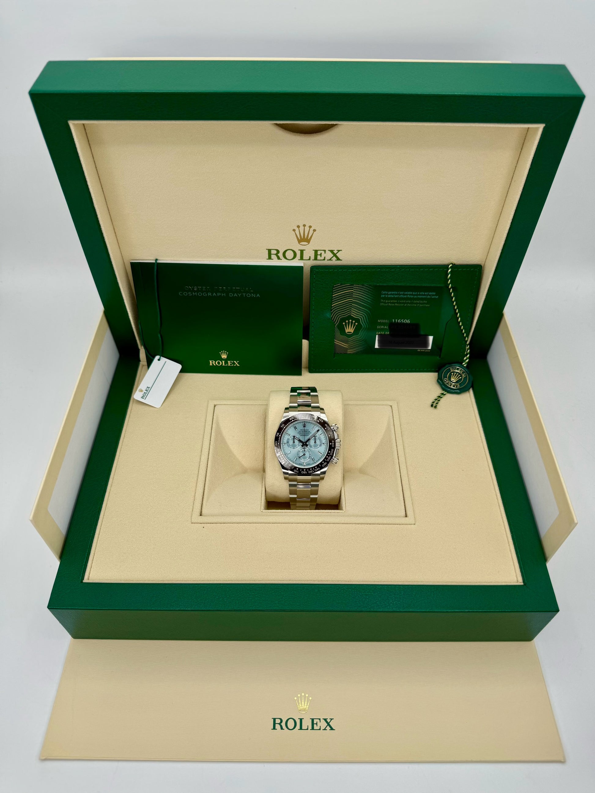 NEW Rolex Daytona 40mm 116506 Platinum Ice Blue Diamond Baguette Dial - MyWatchLLC