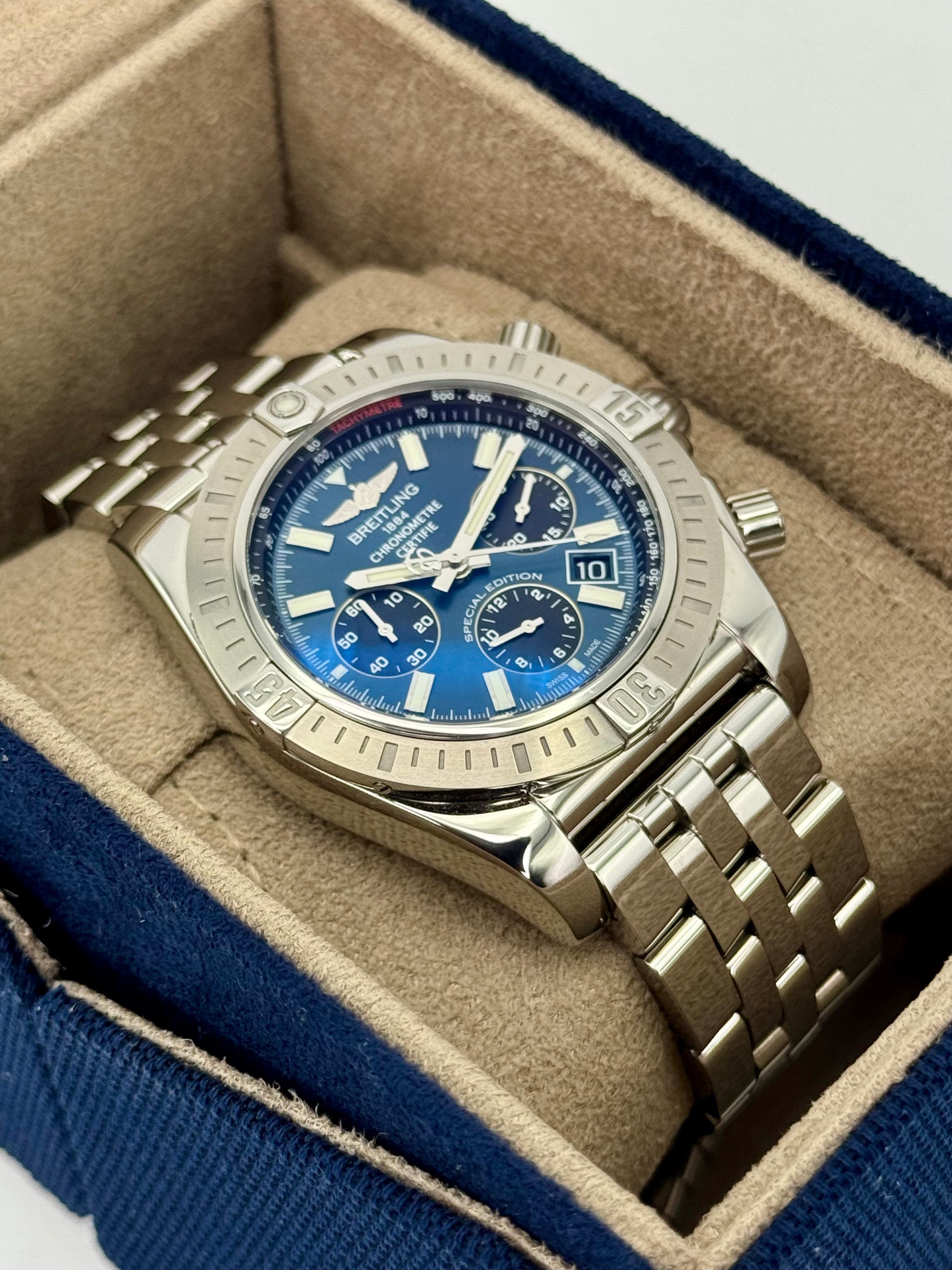 2022 Breitling Chronomat B01 44mm AB0115 Stainless Steel Blue Dial - MyWatchLLC