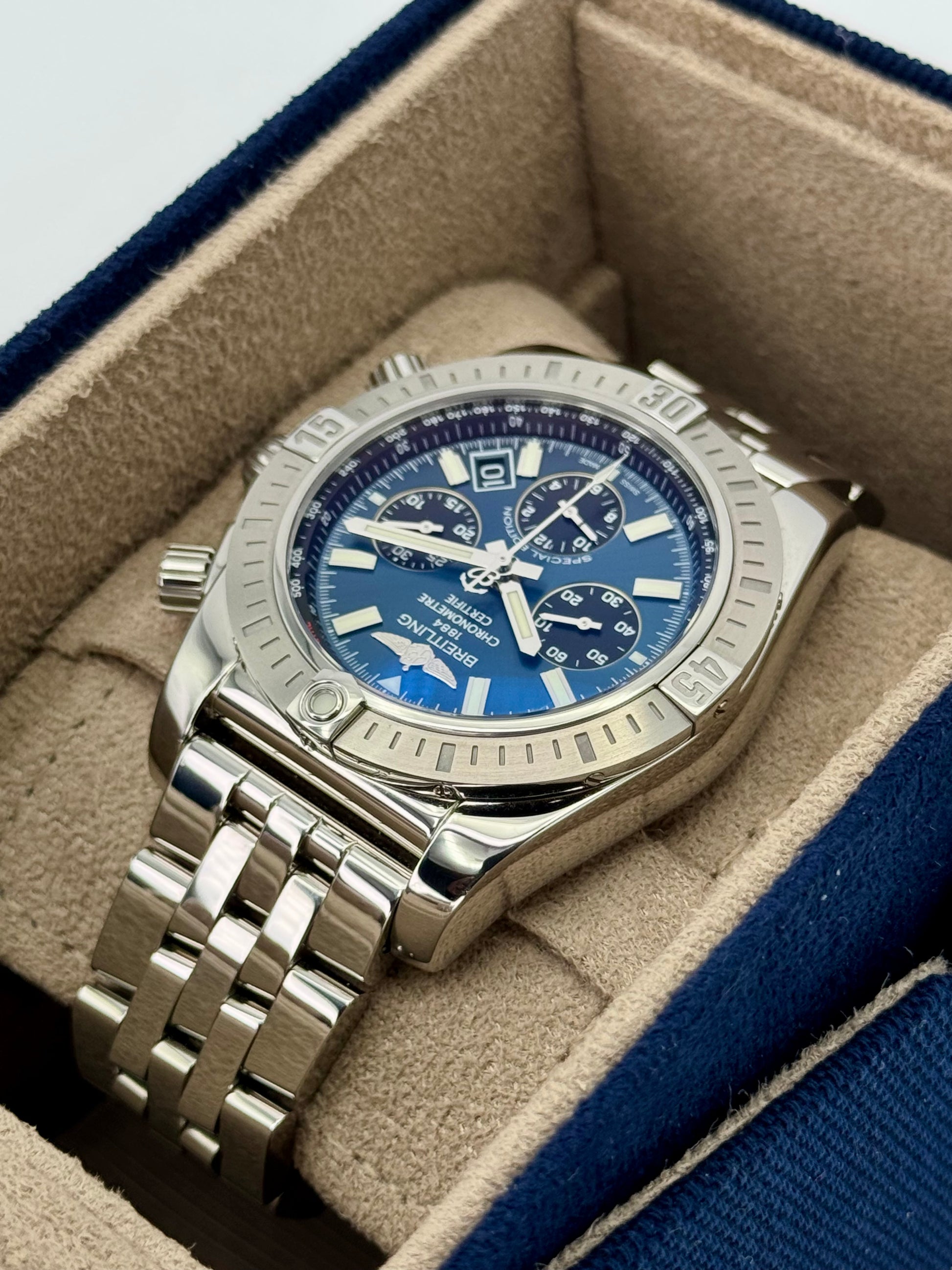 2022 Breitling Chronomat B01 44mm AB0115 Stainless Steel Blue Dial - MyWatchLLC