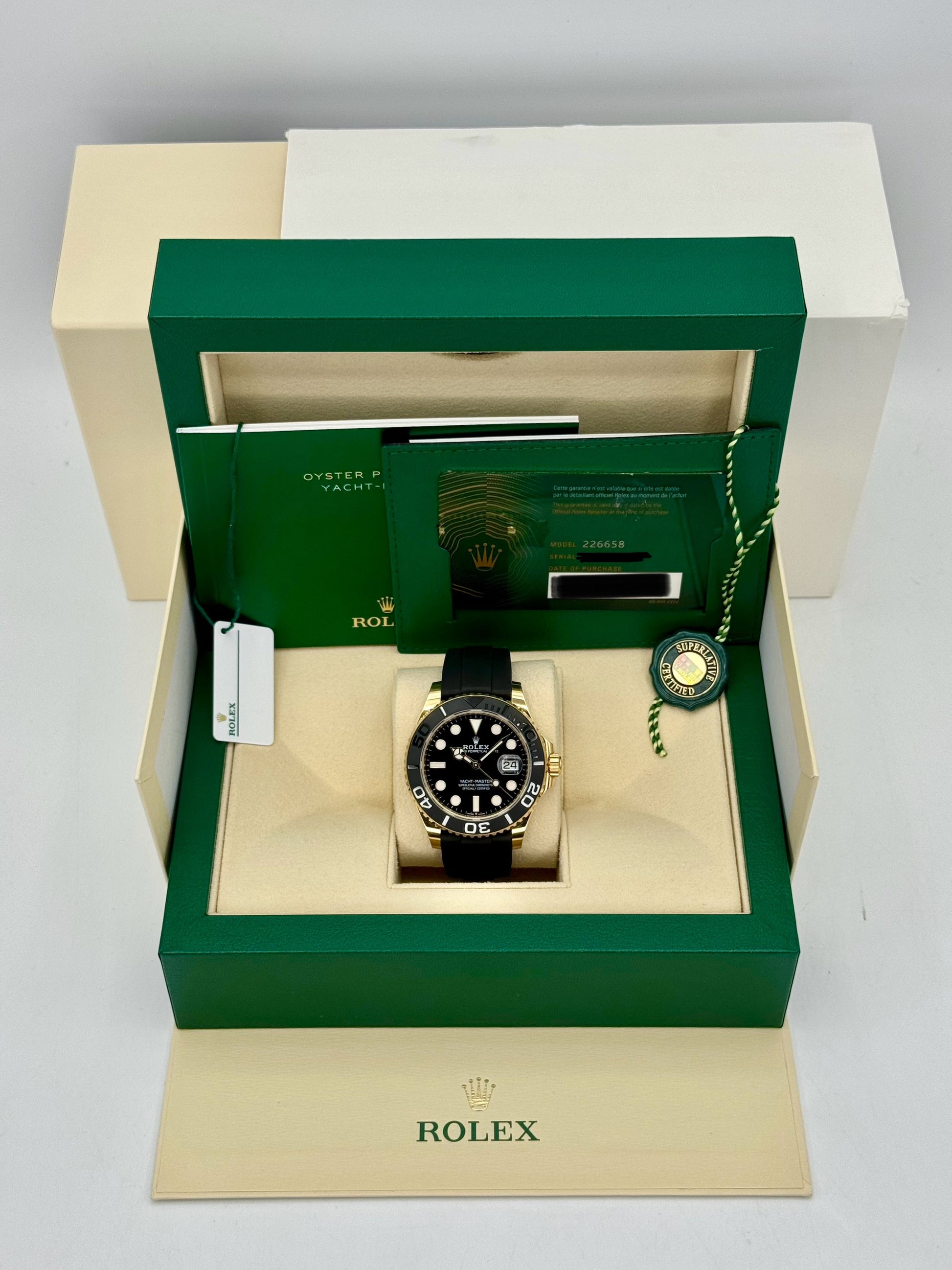 2024 Rolex Yacht-Master 42mm 226658 Gold Oysterflex Black Dial - MyWatchLLC