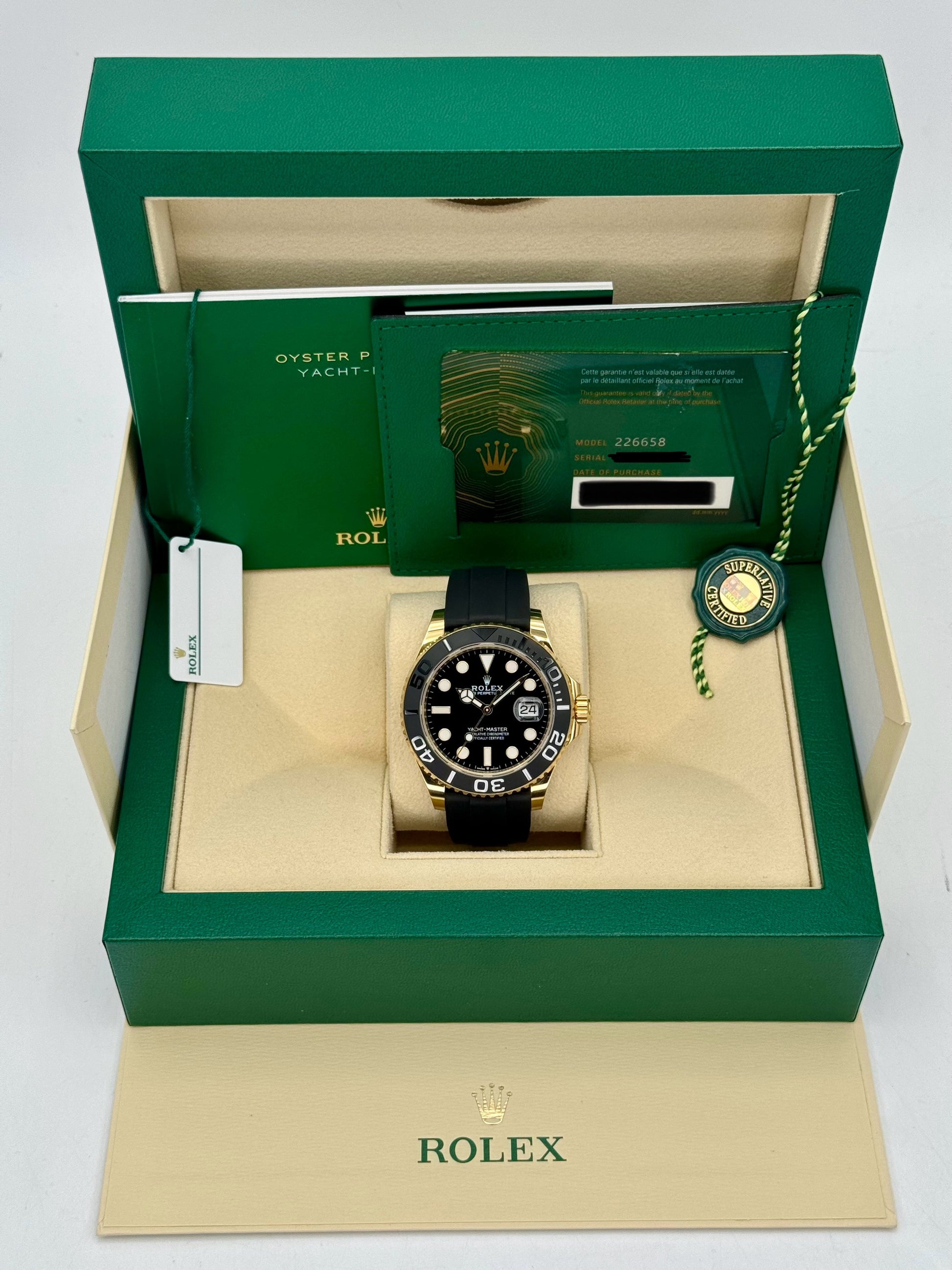 2024 Rolex Yacht-Master 42mm 226658 Gold Oysterflex Black Dial - MyWatchLLC