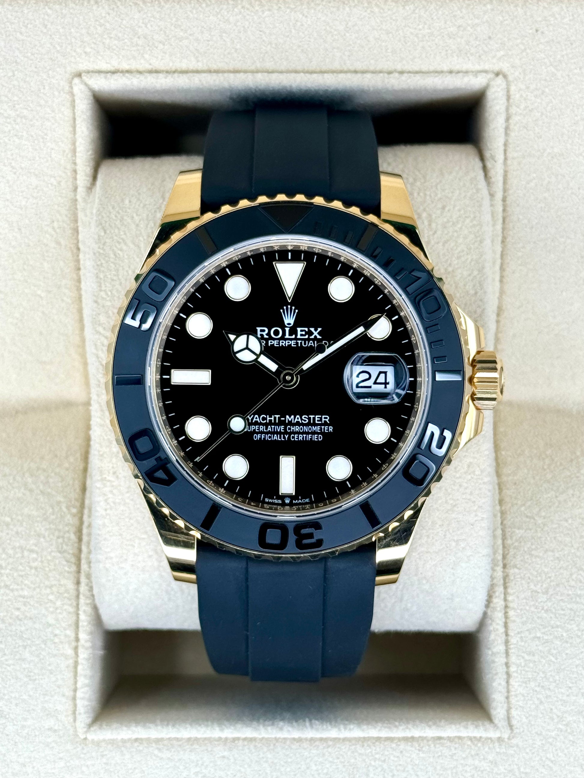 2024 Rolex Yacht-Master 42mm 226658 Gold Oysterflex Black Dial - MyWatchLLC