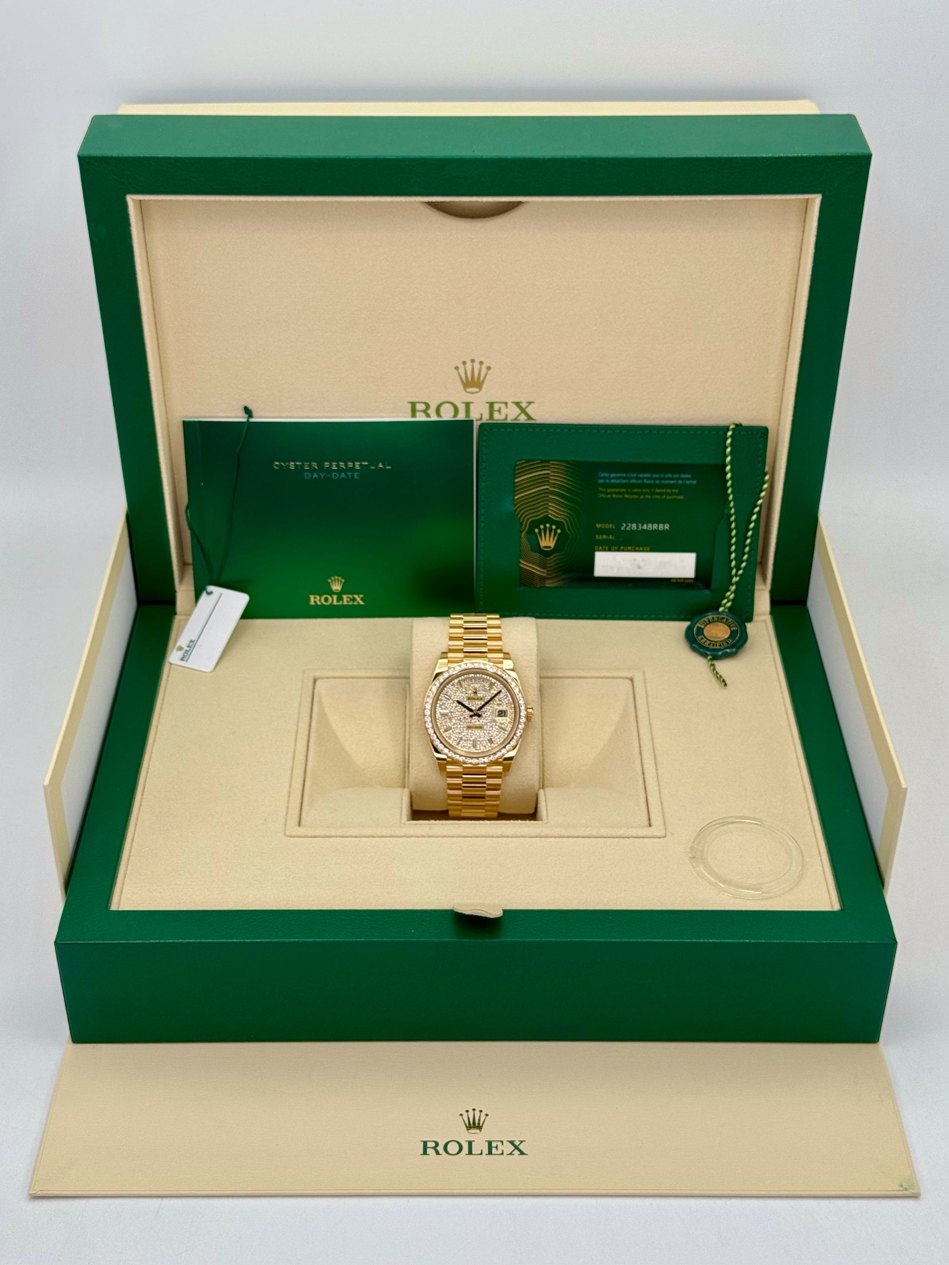 NEW 2024 Rolex Day-Date 40mm 228348RBR Diamond Paved Dial - MyWatchLLC