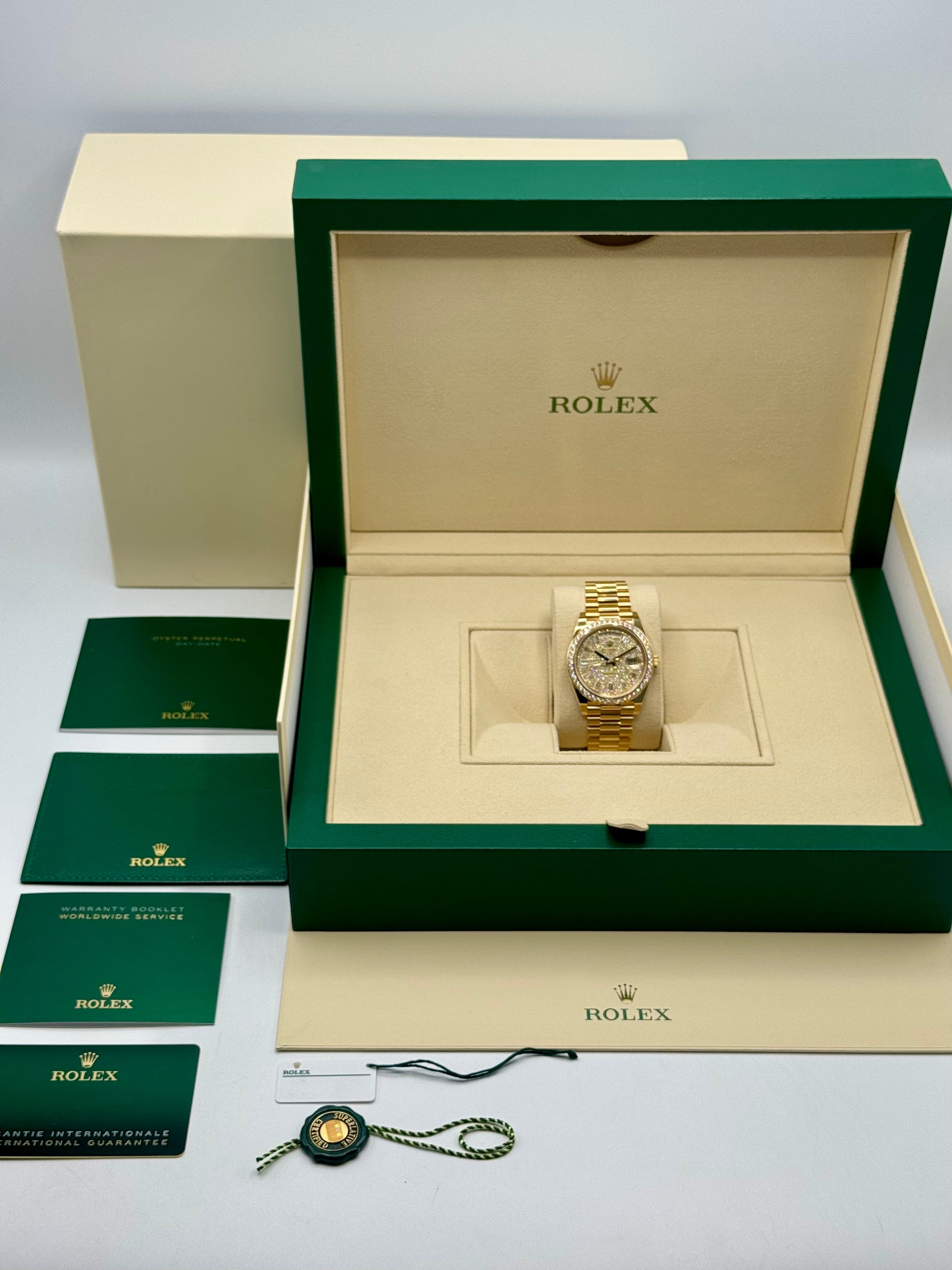 NEW 2024 Rolex Day-Date 40mm 228348RBR Diamond Paved Dial - MyWatchLLC