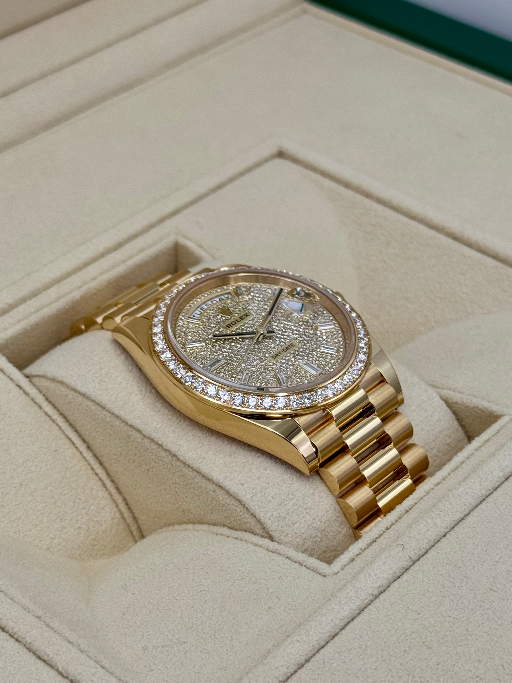 NEW 2024 Rolex Day-Date 40mm 228348RBR Diamond Paved Dial - MyWatchLLC