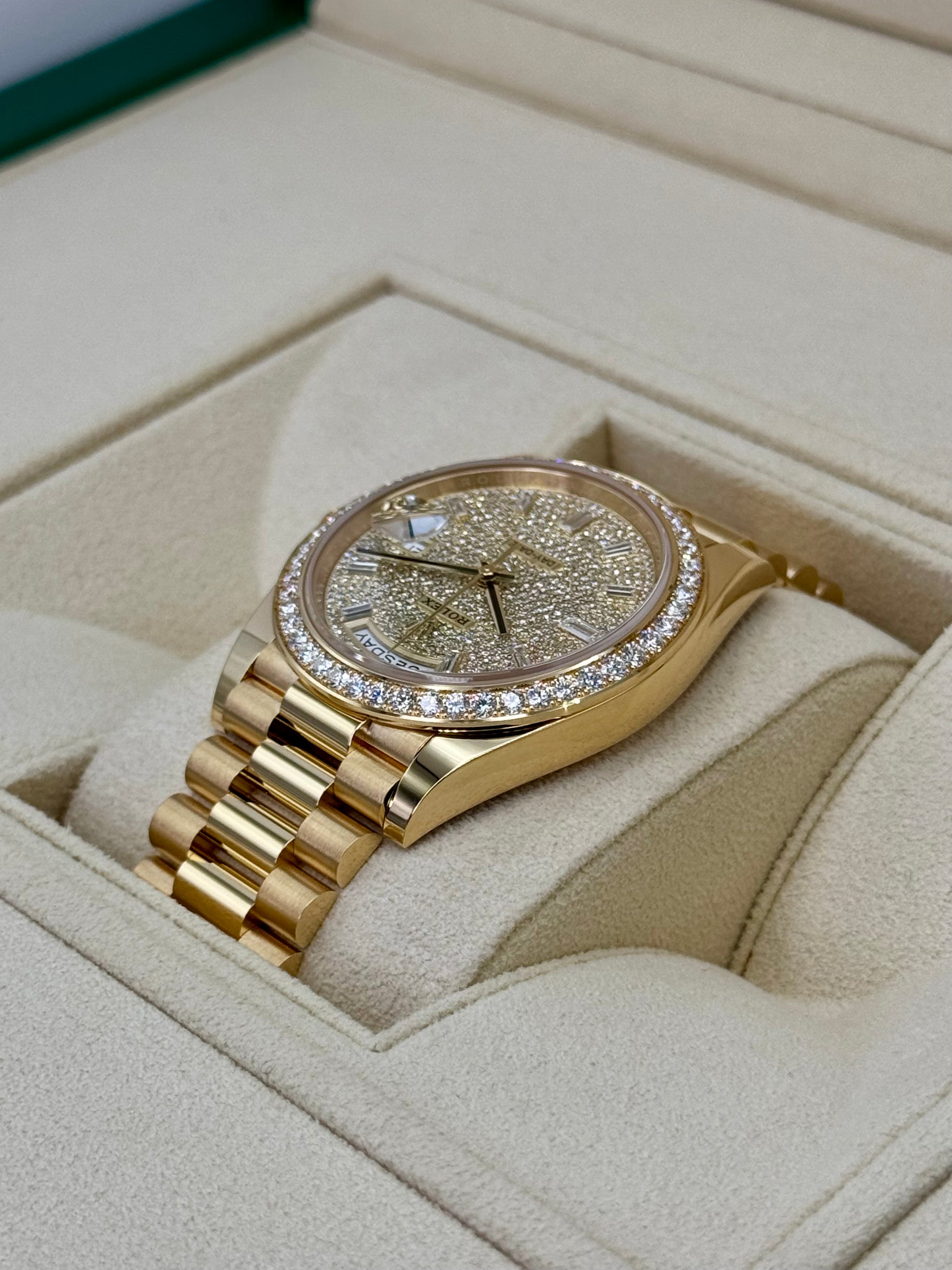 NEW 2024 Rolex Day-Date 40mm 228348RBR Diamond Paved Dial - MyWatchLLC