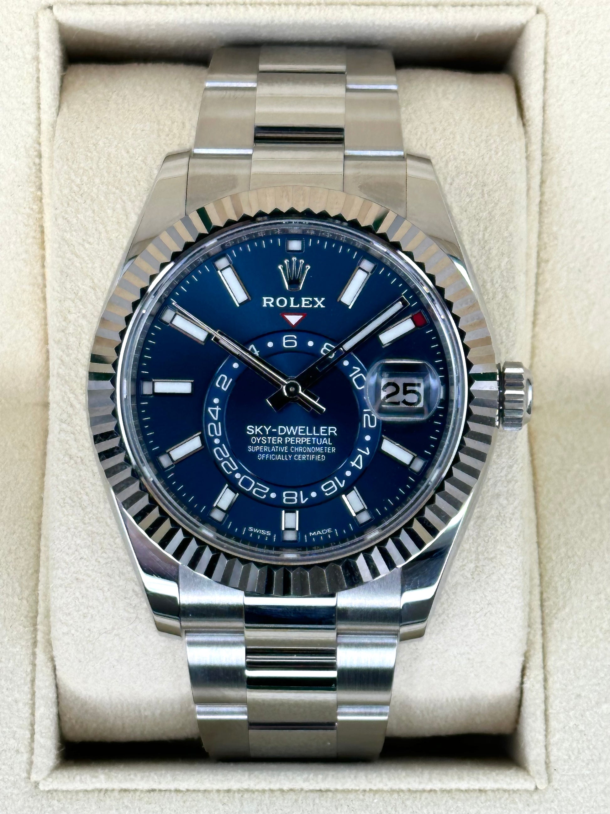2022 Sky-Dweller 42mm 326934 Stainless Steel Oyster Blue Dial - MyWatchLLC