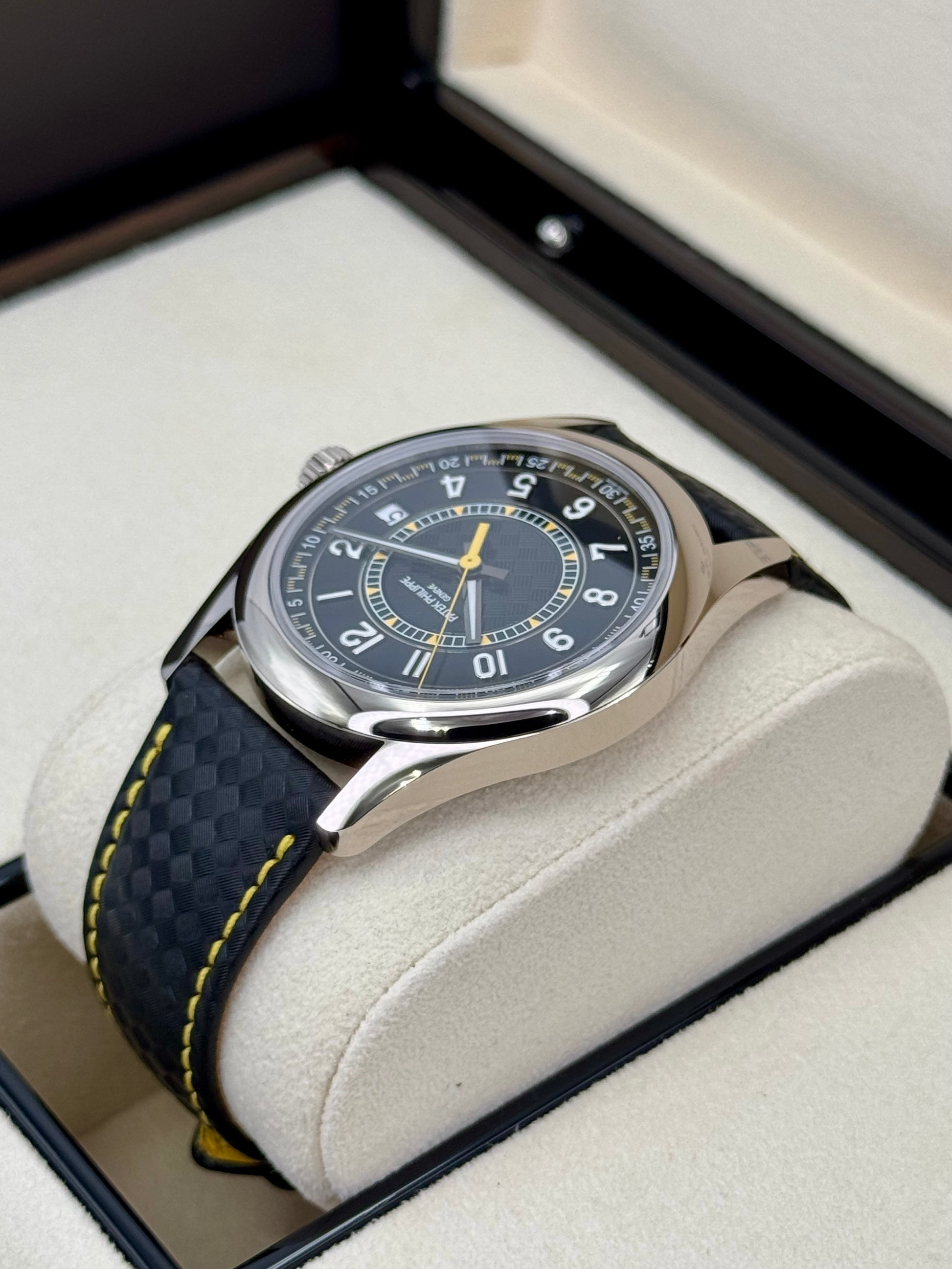 NEW 2024 Patek Philippe Calatrava 40mm 6007G White Gold Black Dial - MyWatchLLC