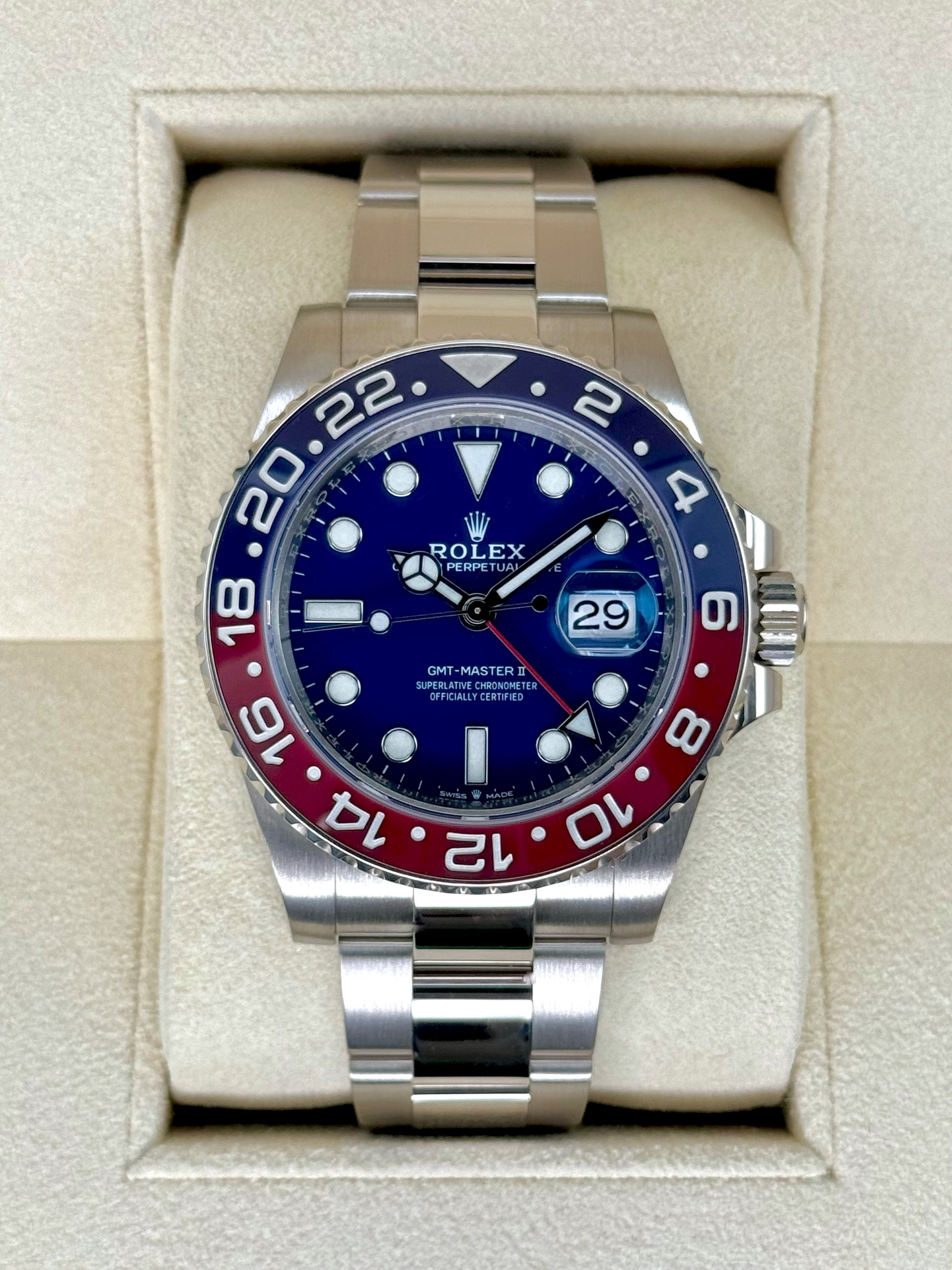 2022 Rolex GMT-Master II "Pepsi" 40mm 126719BLRO White Gold Oyster - MyWatchLLC