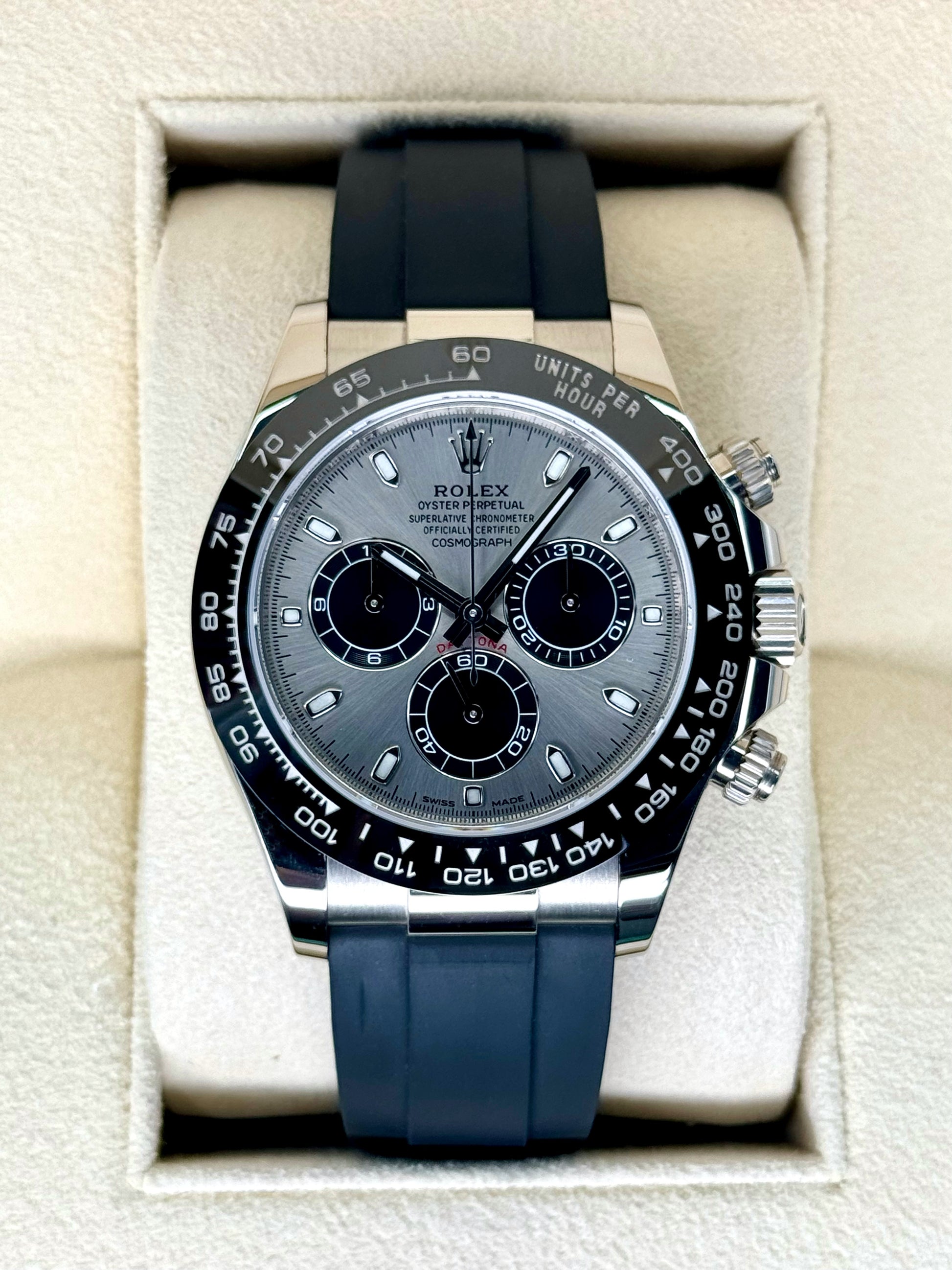 2022 Rolex Daytona 40mm 116519LN White Gold Silver Ghost Dial - MyWatchLLC