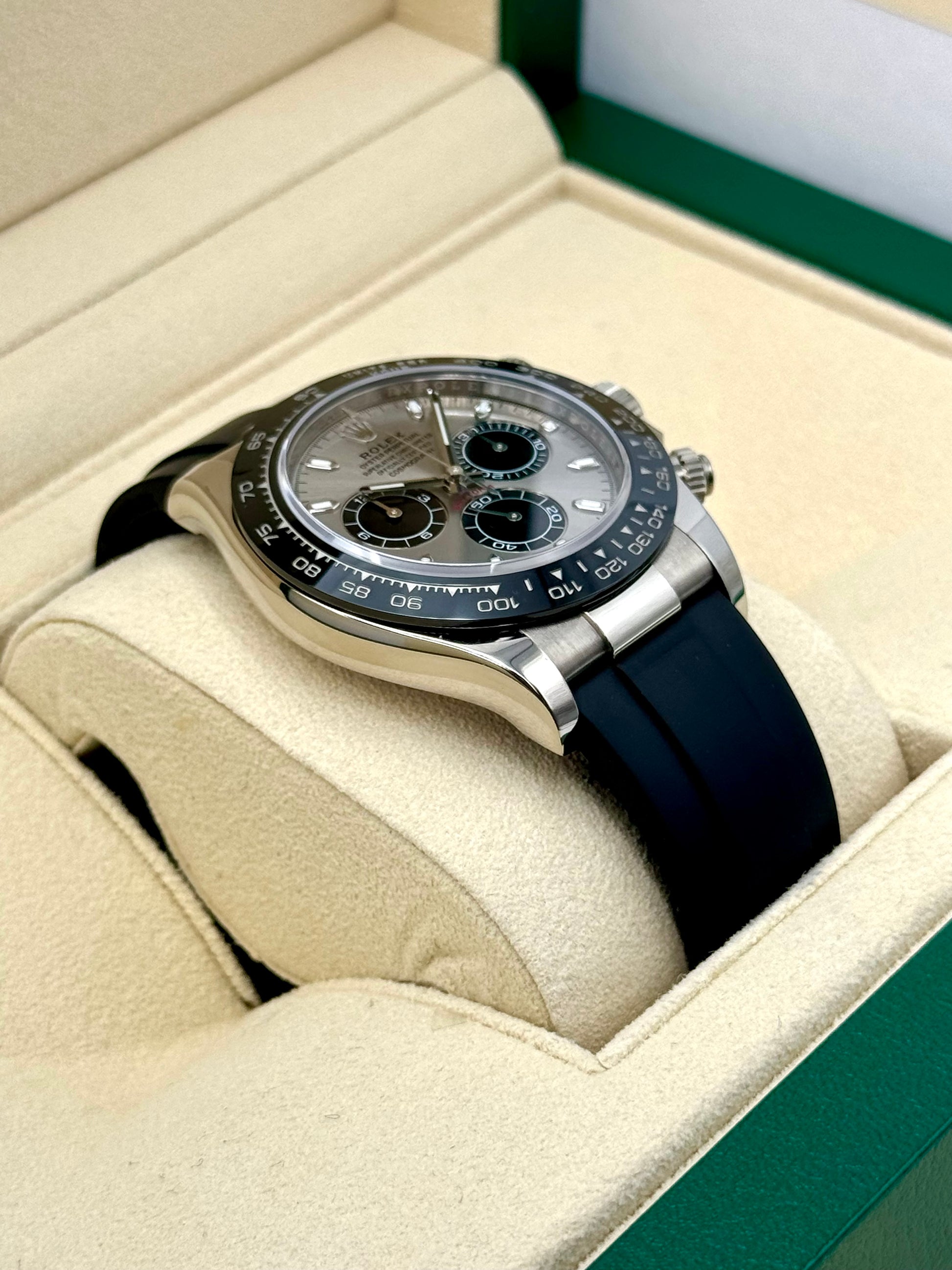 2022 Rolex Daytona 40mm 116519LN White Gold Silver Ghost Dial - MyWatchLLC