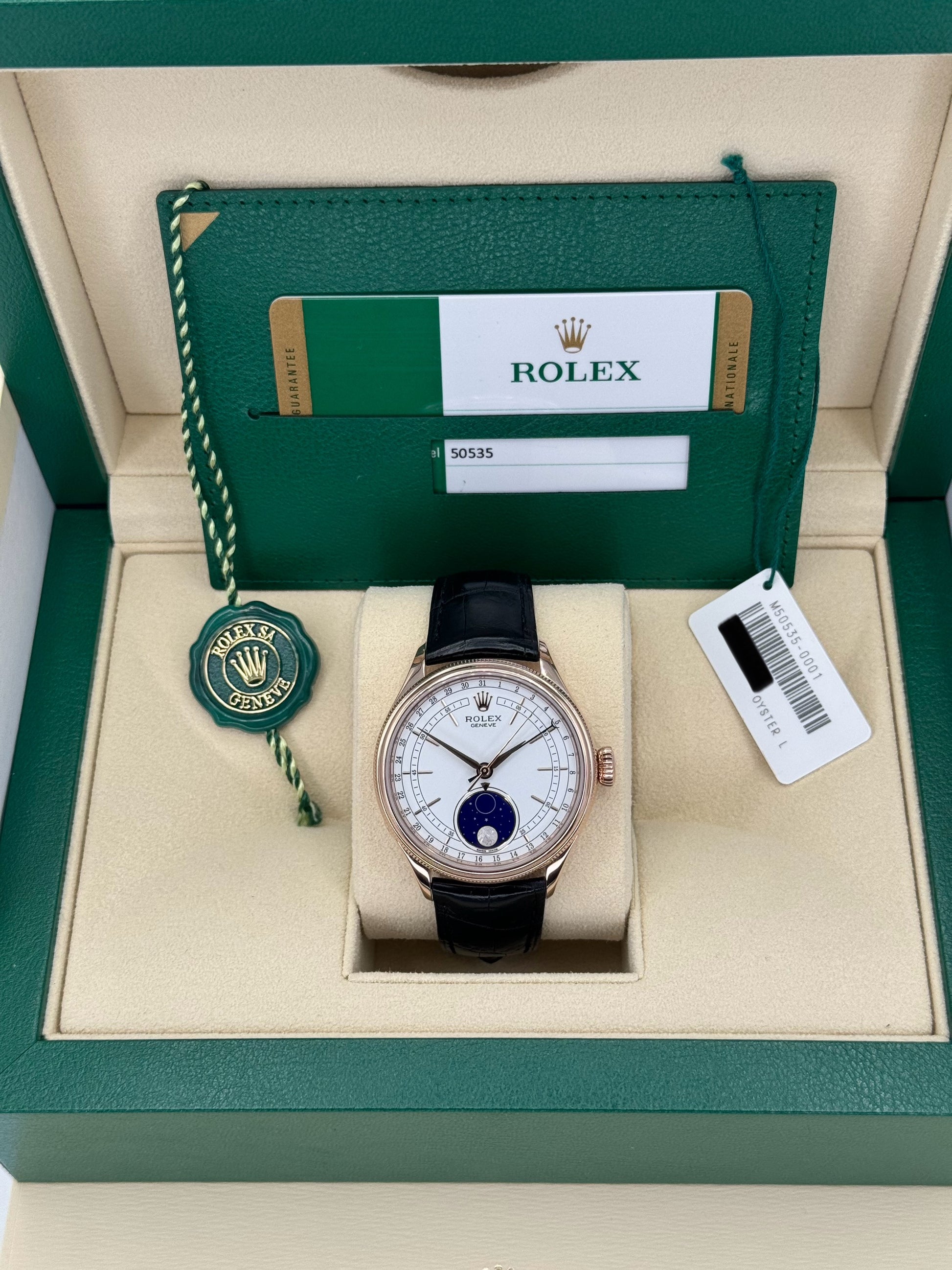 2019 Rolex Cellini Moonphase 39mm 50535 Rose Gold White Dial - MyWatchLLC