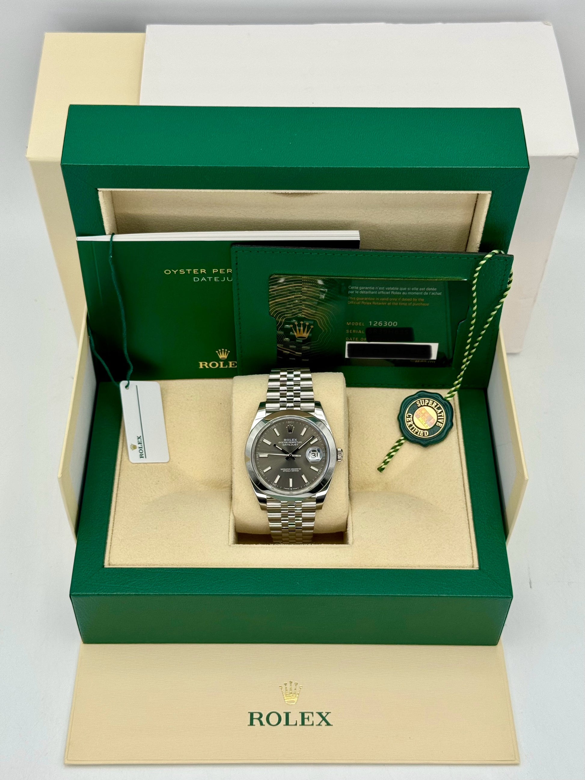 Rolex 2023 Datejust 41mm 126300 Stainless Steel Jubilee Rhodium Dial - MyWatchLLC