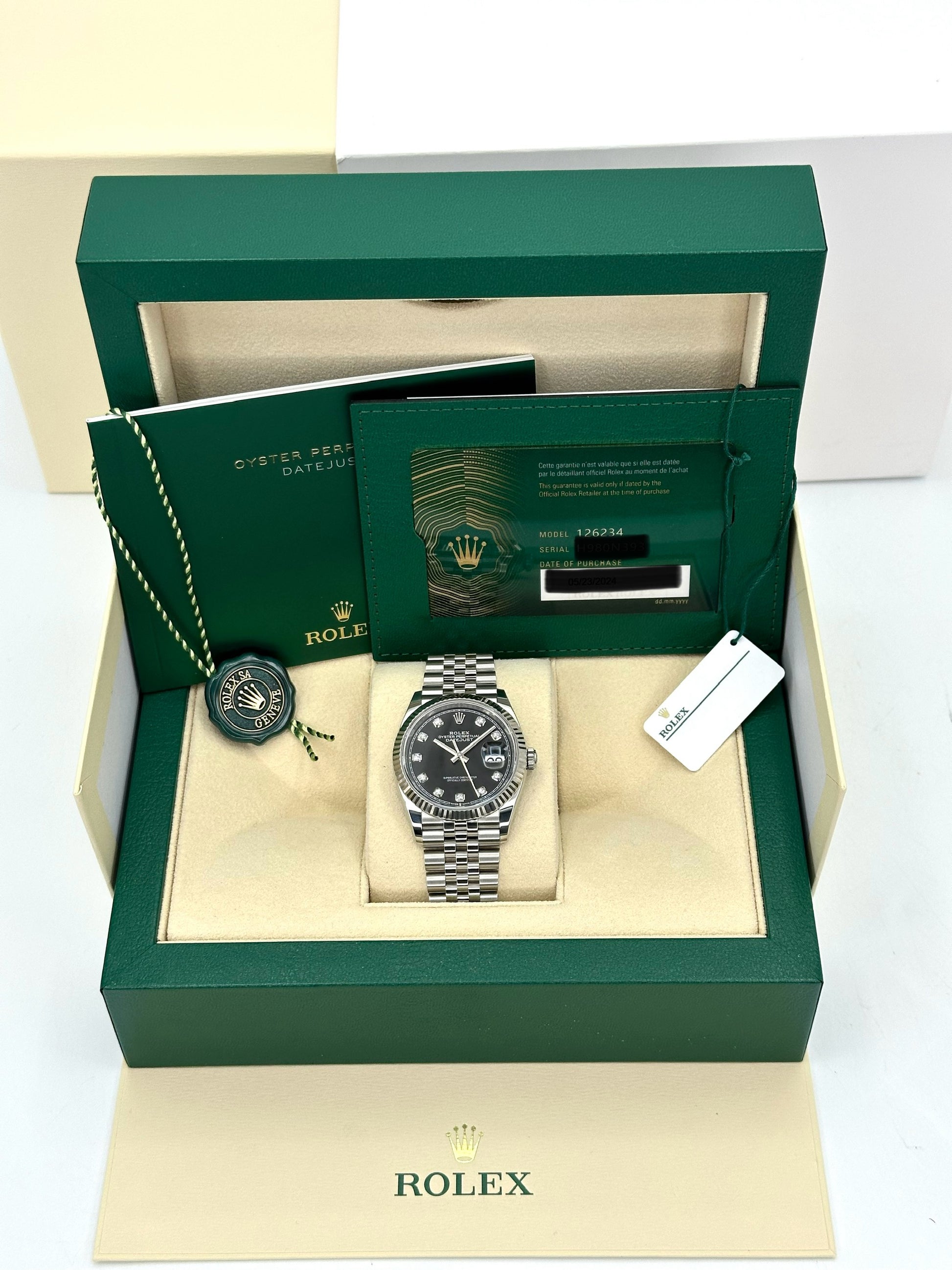 NEW 2024 Rolex Datejust 36mm 126234 Jubilee Black Diamond Dial - MyWatchLLC