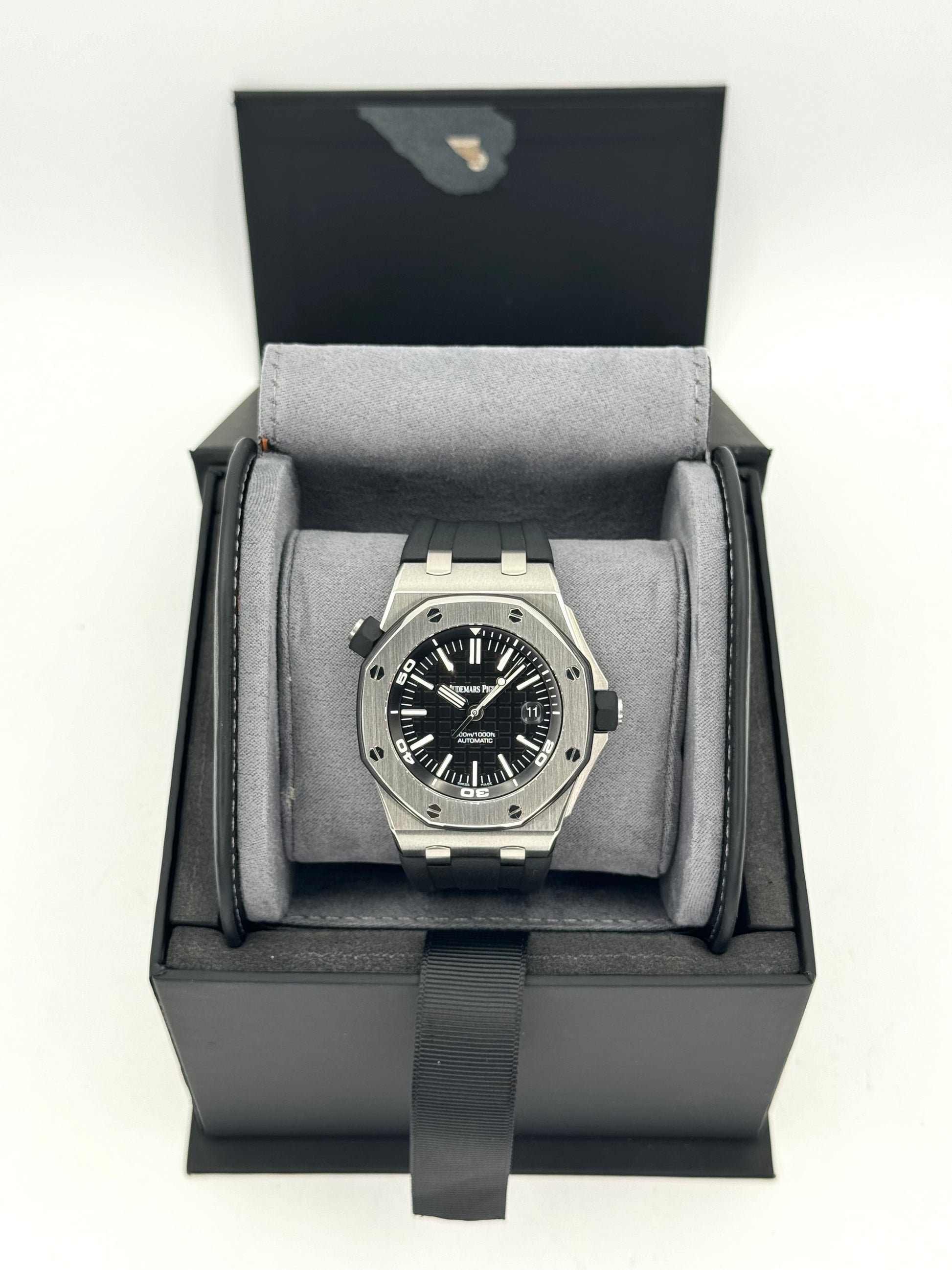 Audemars Piguet Royal Oak Offshore Scuba 15710ST Black Waffle Dial - MyWatchLLC