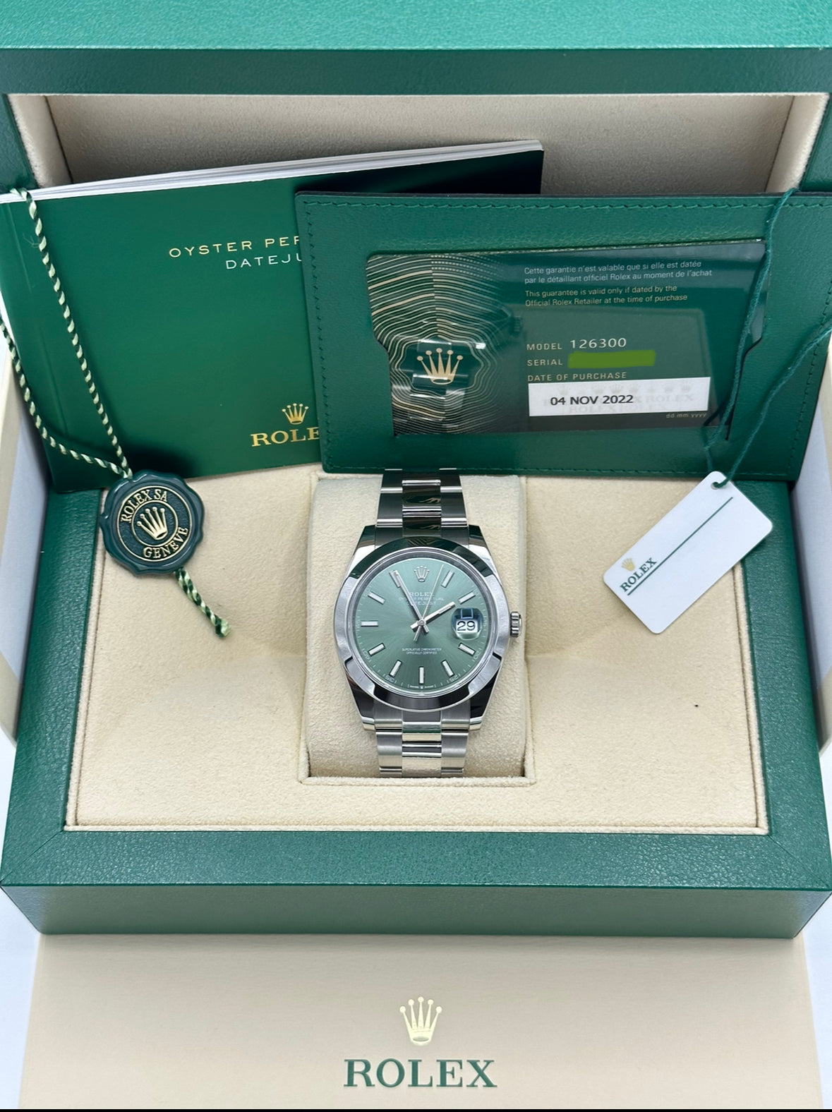 2022 Rolex Datejust 41mm Stainless Steel Green Dial Oyster - MyWatchLLC