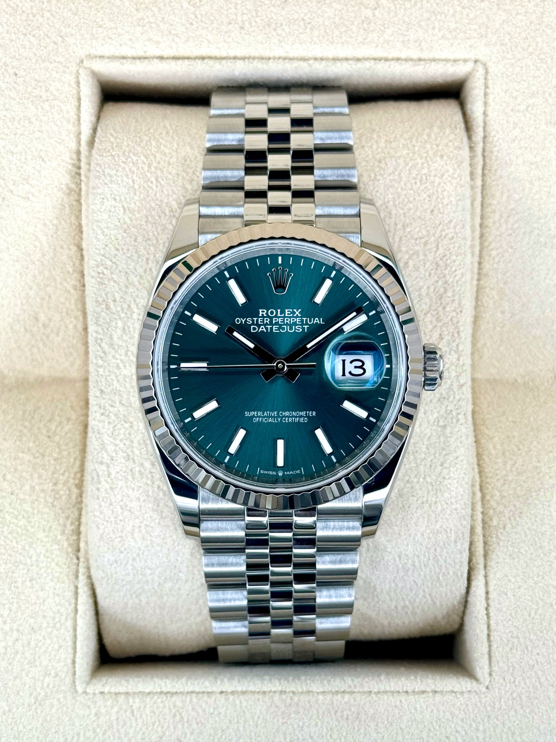 2024 Rolex Datejust 36mm 126234 Stainless Steel Jubilee Green Dial - MyWatchLLC