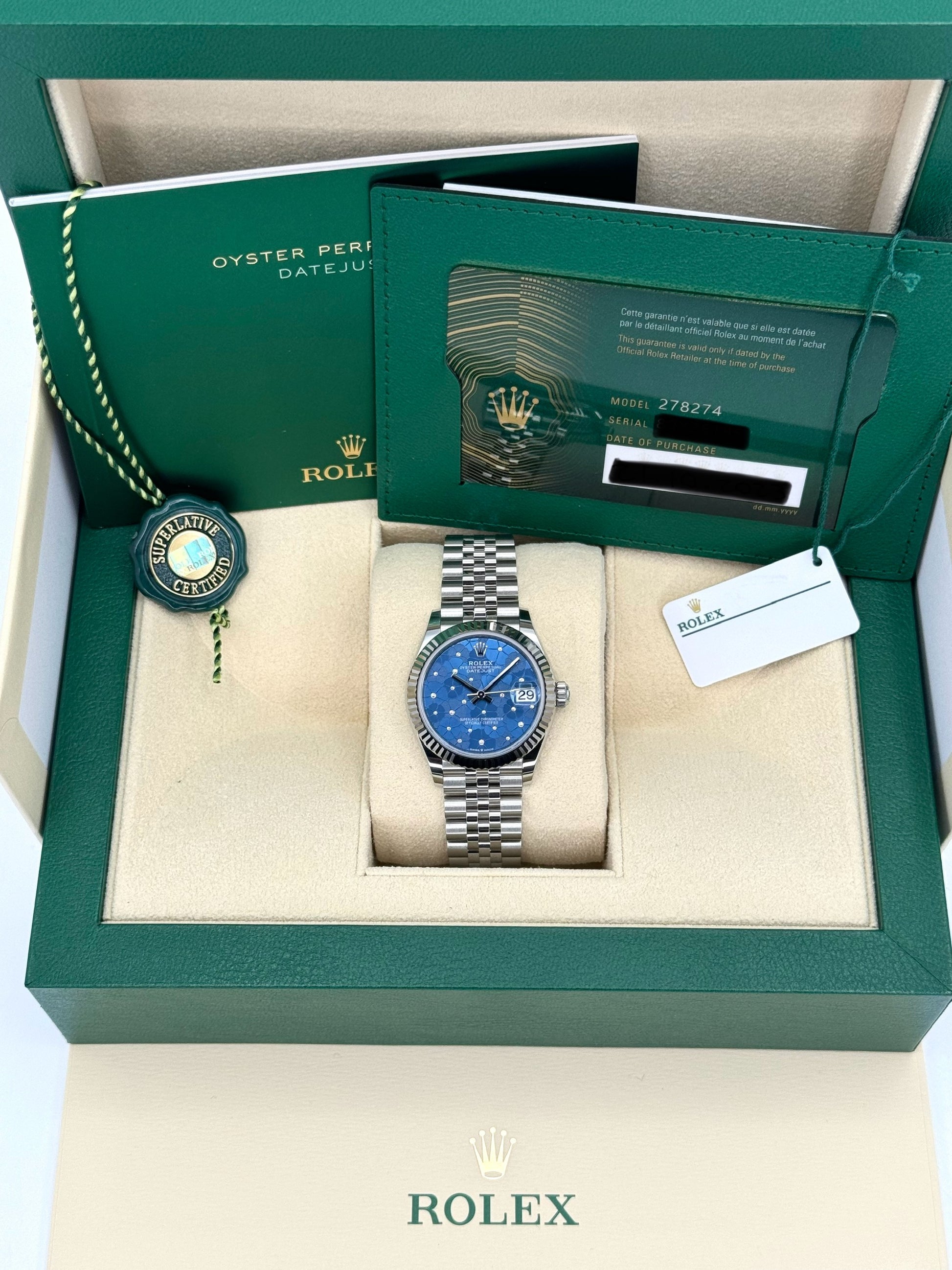 NEW 2023 Rolex Lady DJ 31mm 278274 Stainless Steel Jubilee Floral Dial - MyWatchLLC