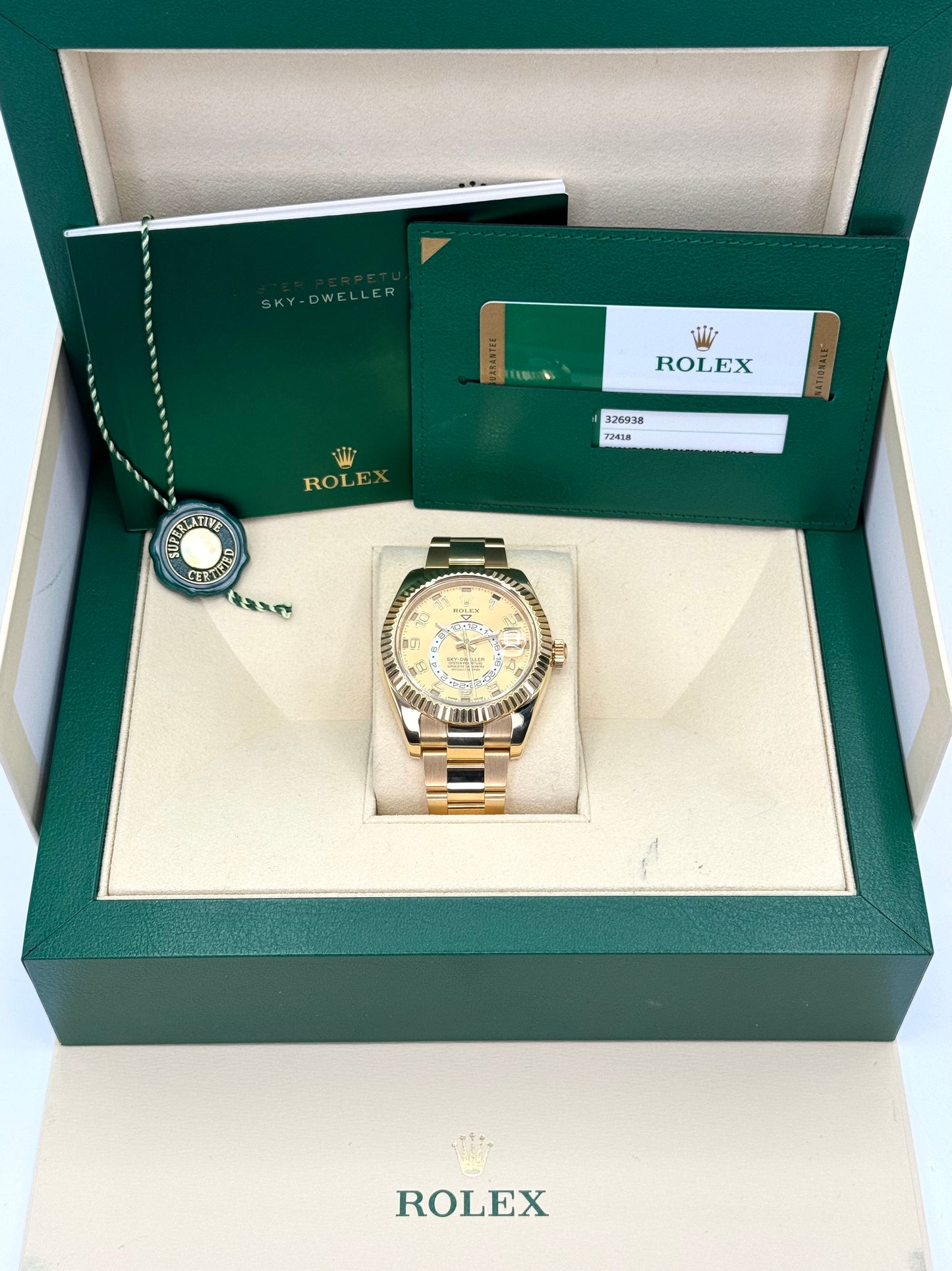 2016 Sky-Dweller 42mm 326938 Yellow Gold Champagne Arabic Numerals Dial - MyWatchLLC