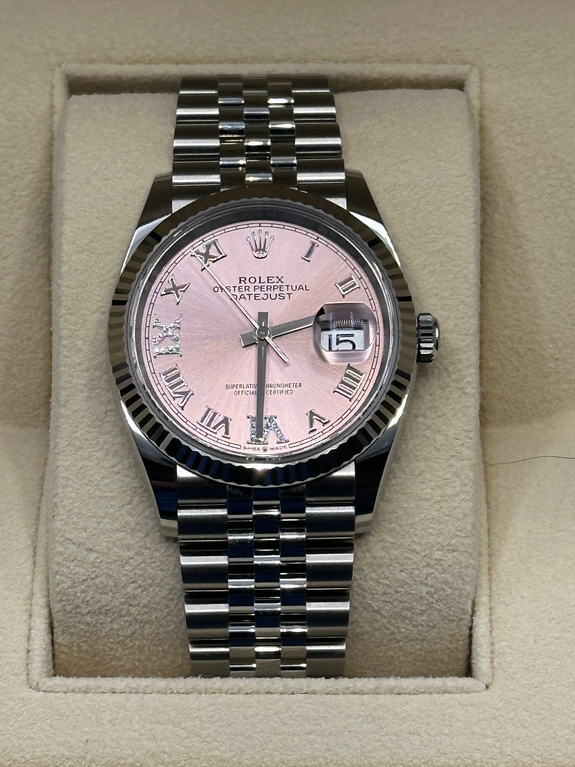 2023 Rolex Datejust 36mm 126234 Jubilee Pink Dial Diamond VI & IX - MyWatchLLC