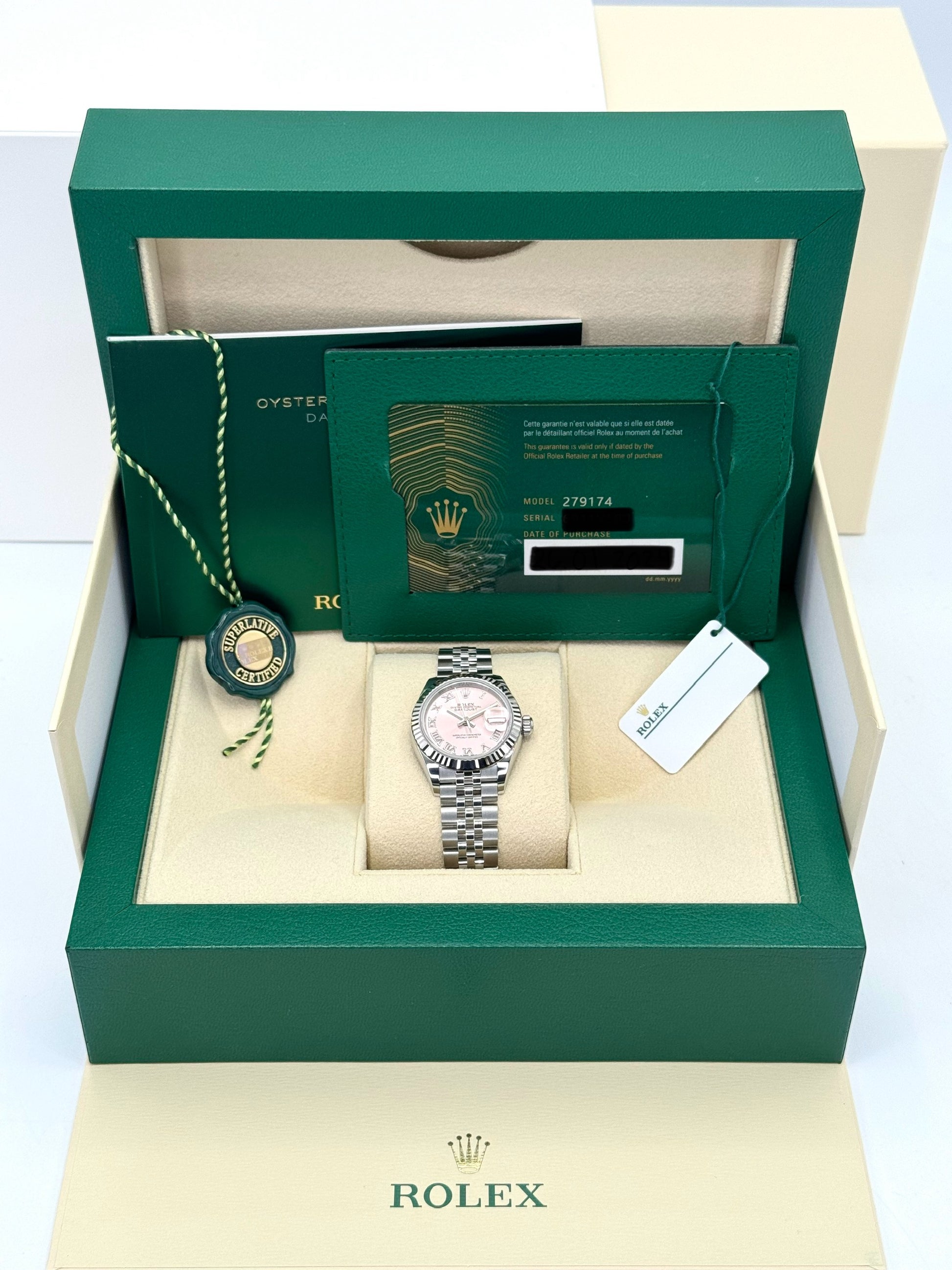 NEW 2024 Lady Datejust 28mm 279174 Stainless Steel Jubilee Pink Dial - MyWatchLLC