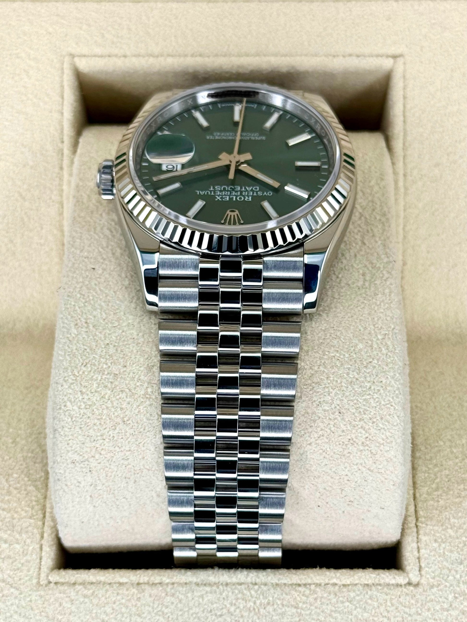 NEW 2024 Rolex Datejust 36mm 126234 Stainless Steel Jubilee Green Dial - MyWatchLLC