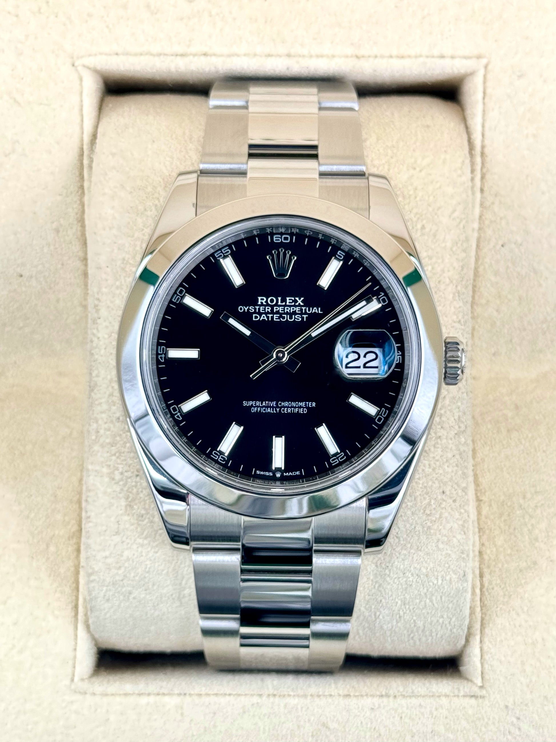 2020 Rolex Datejust 41mm 126300 Stainless Steel Oyster Black Dial - MyWatchLLC