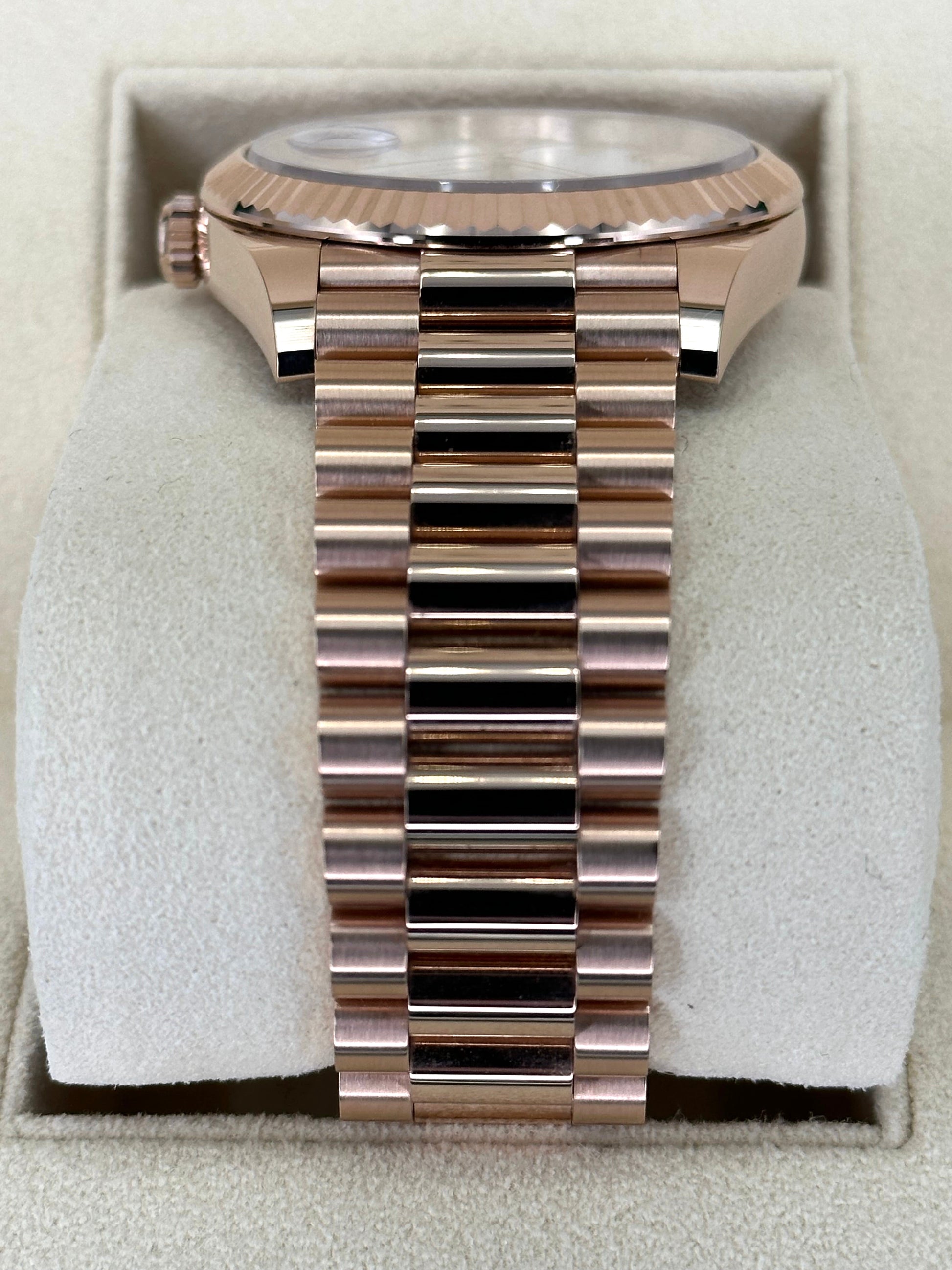 NEW 2024 Rolex Day-Date 228235 Rose Gold White Roman Numeral Dial - MyWatchLLC